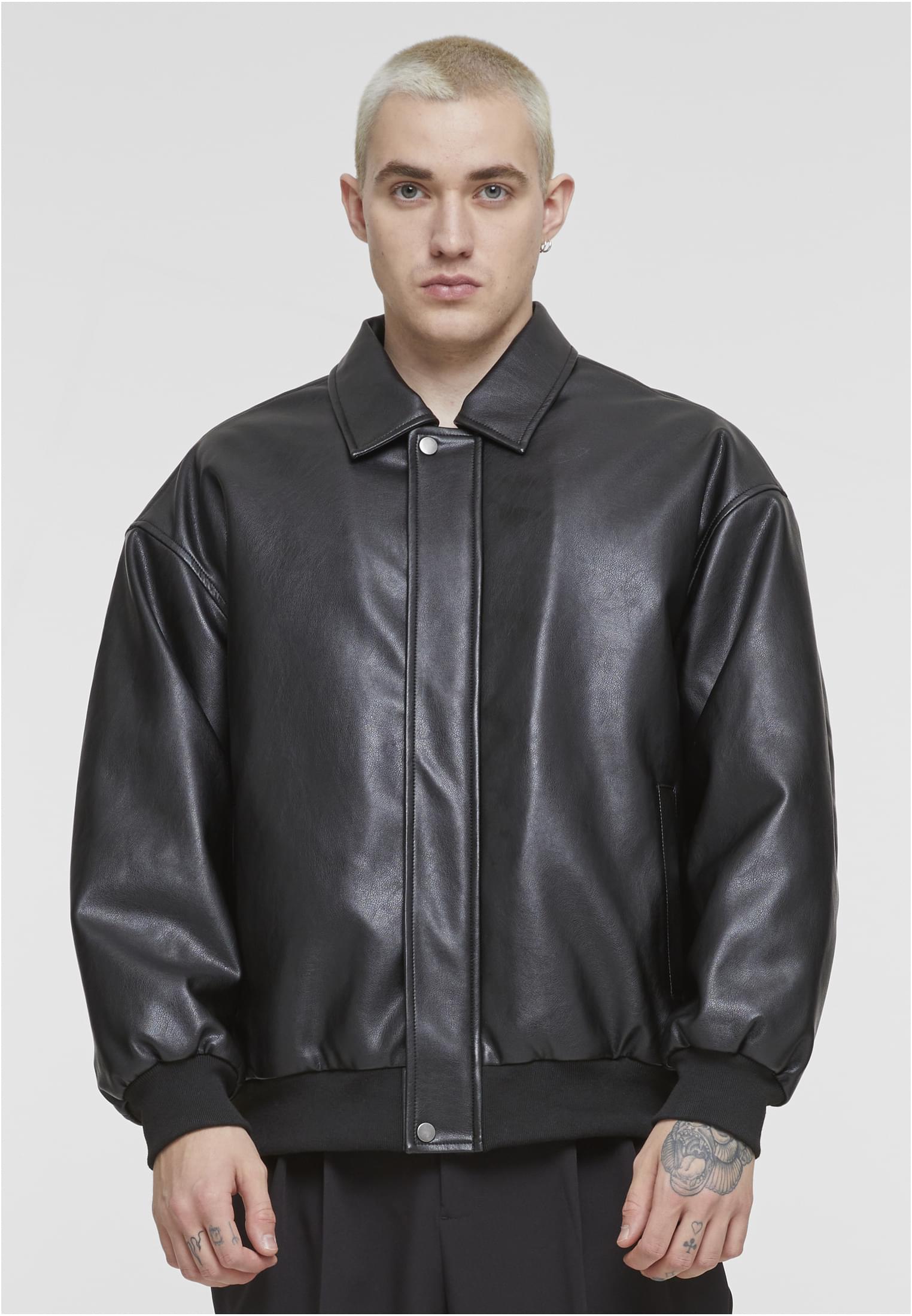 Mens synthetic leather jacket black