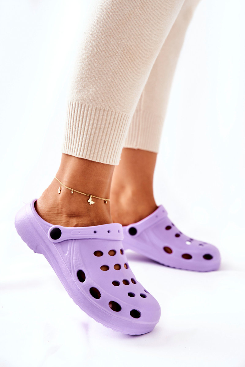 marka niezdefiniowana Diapozitive pentru femei spumă crocs violet Eva