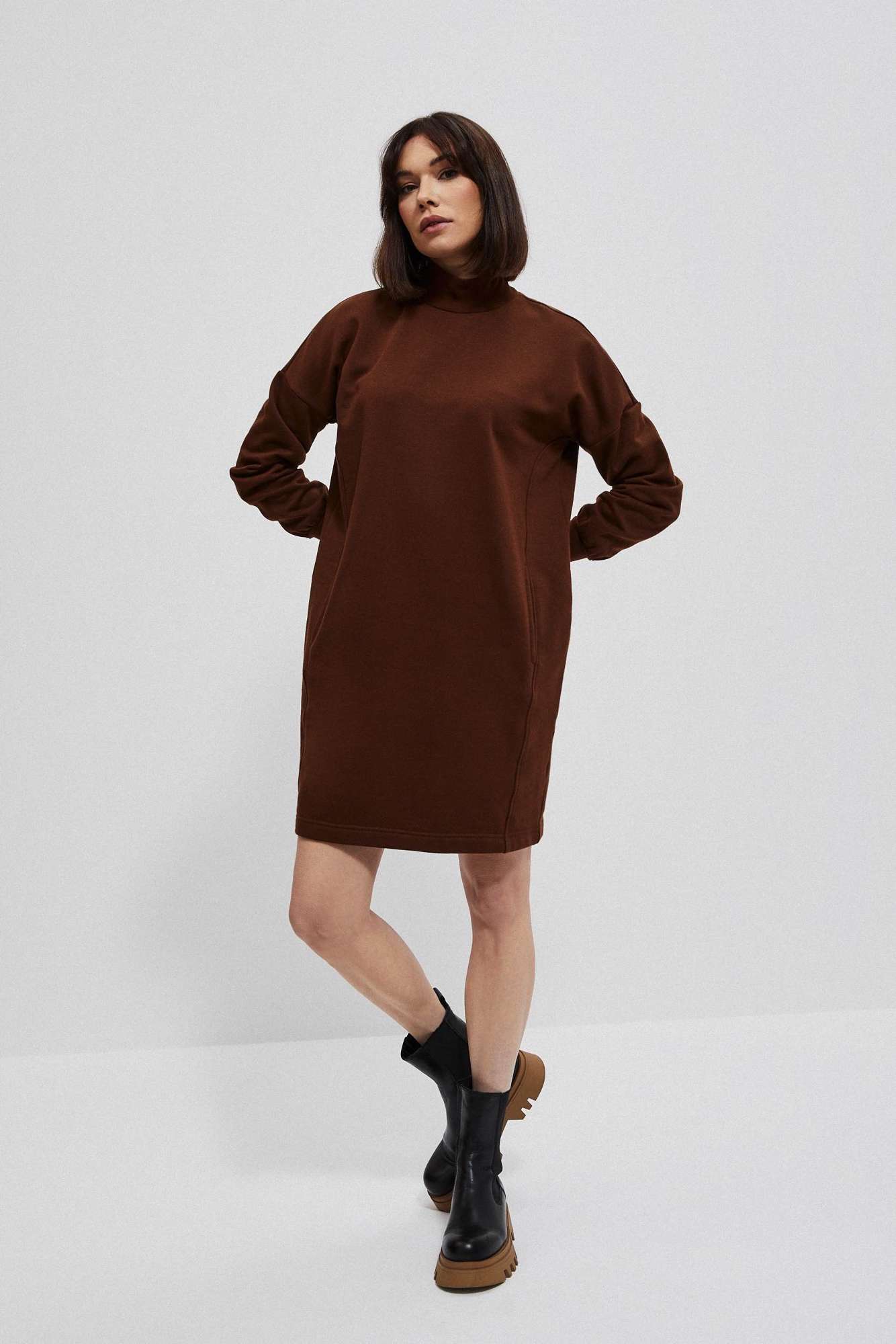 Plain turtleneck dress
