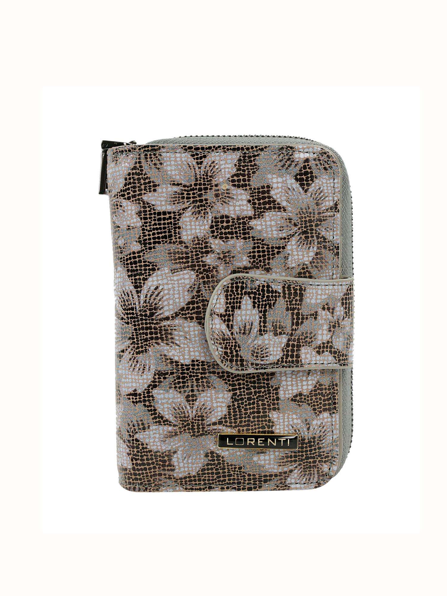 Brown leather wallet with flowers