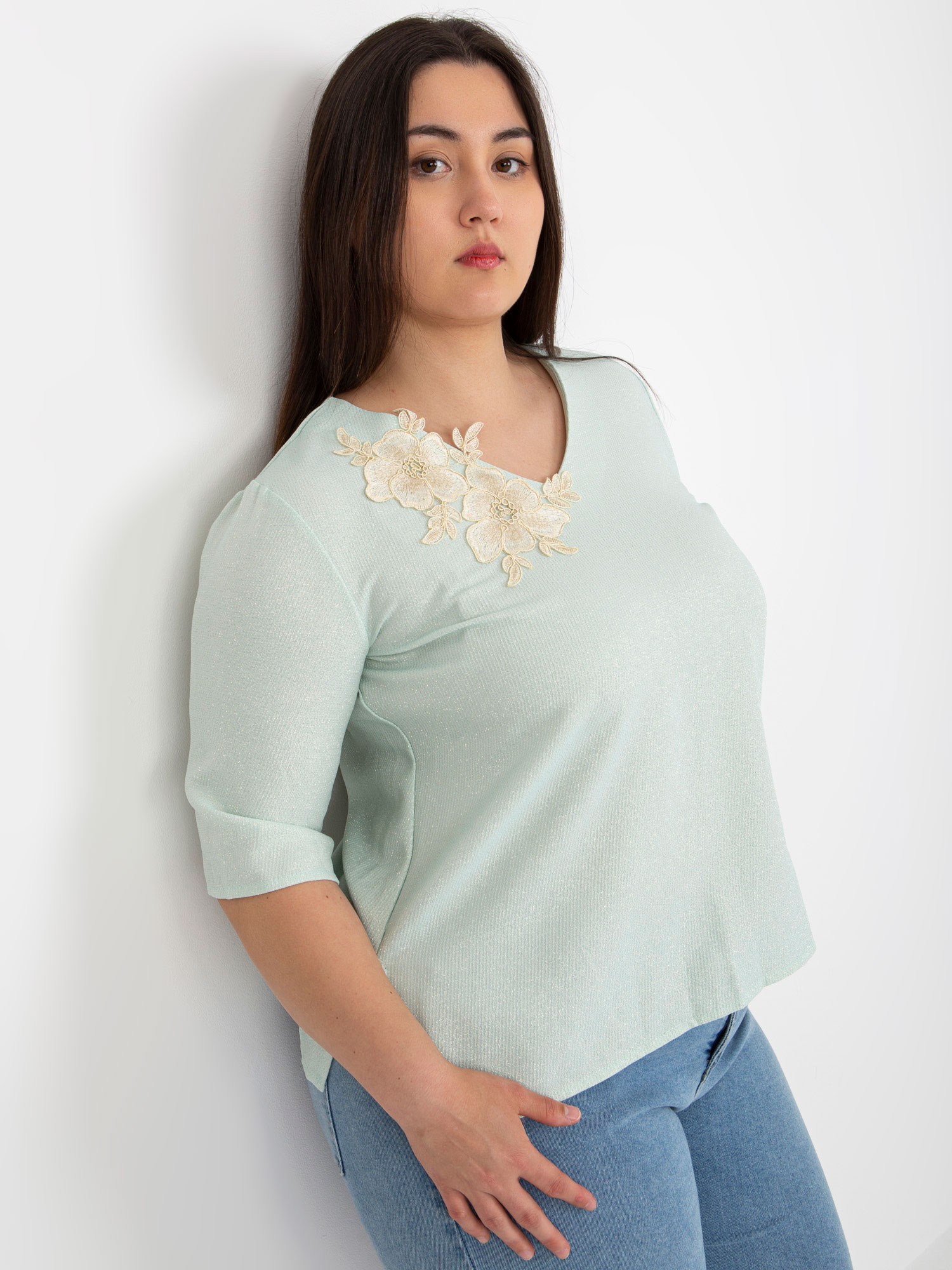 Mint Elegant Blouse Of Larger Size