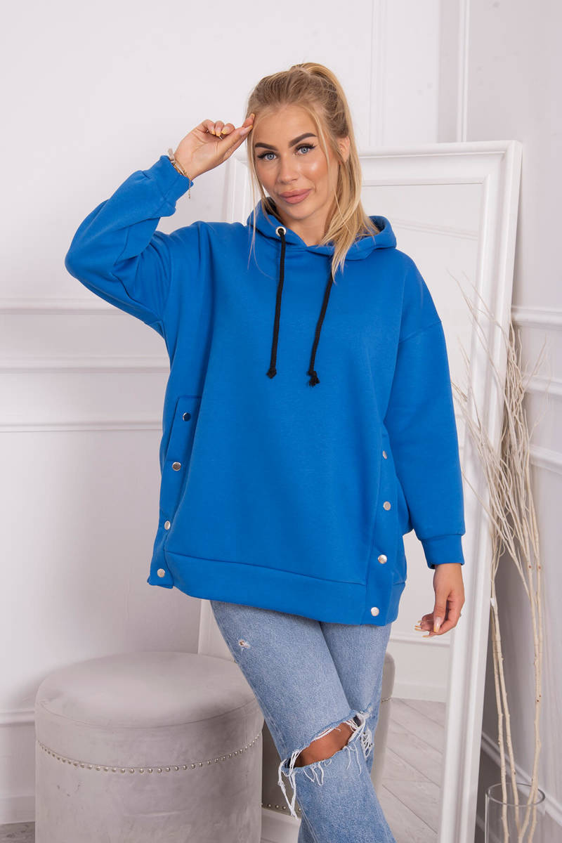 Insulated Sweatshirt With Snap Studs Purplish Blue