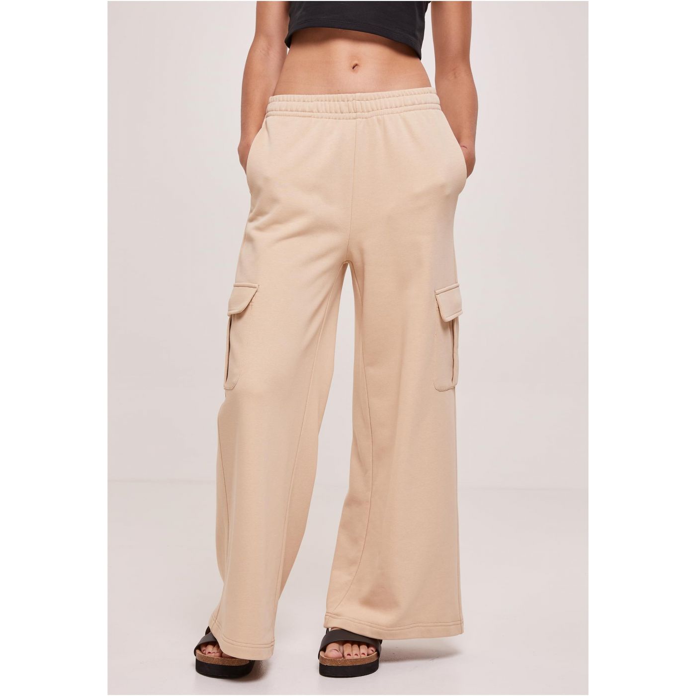 Women's Terry Trousers With Wide Waist And Wide Waistband Unionbeige