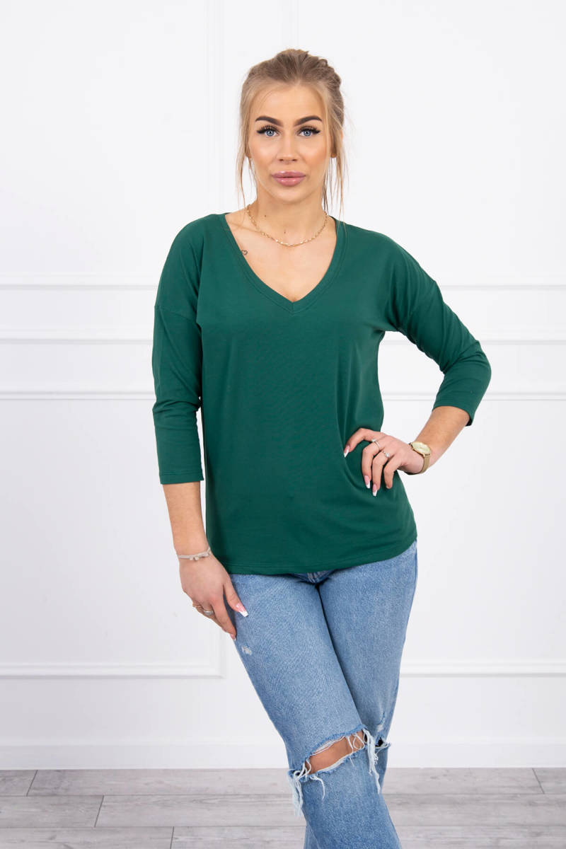 Green Blouse With V-neck