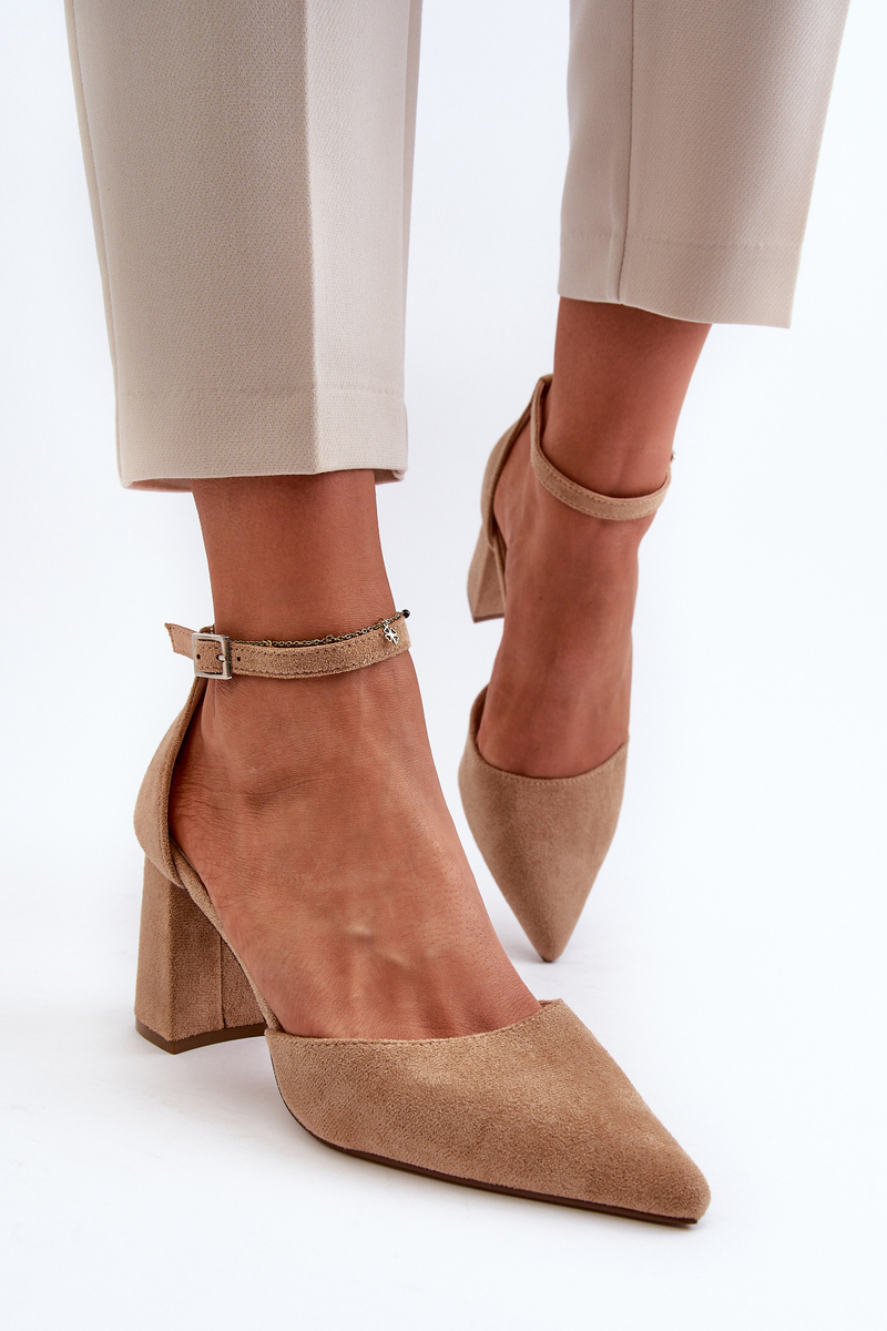 High heels with pointed toes Beige Eco Suede Blouse