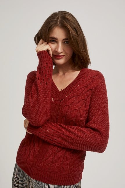 Sweater with openwork sleeves