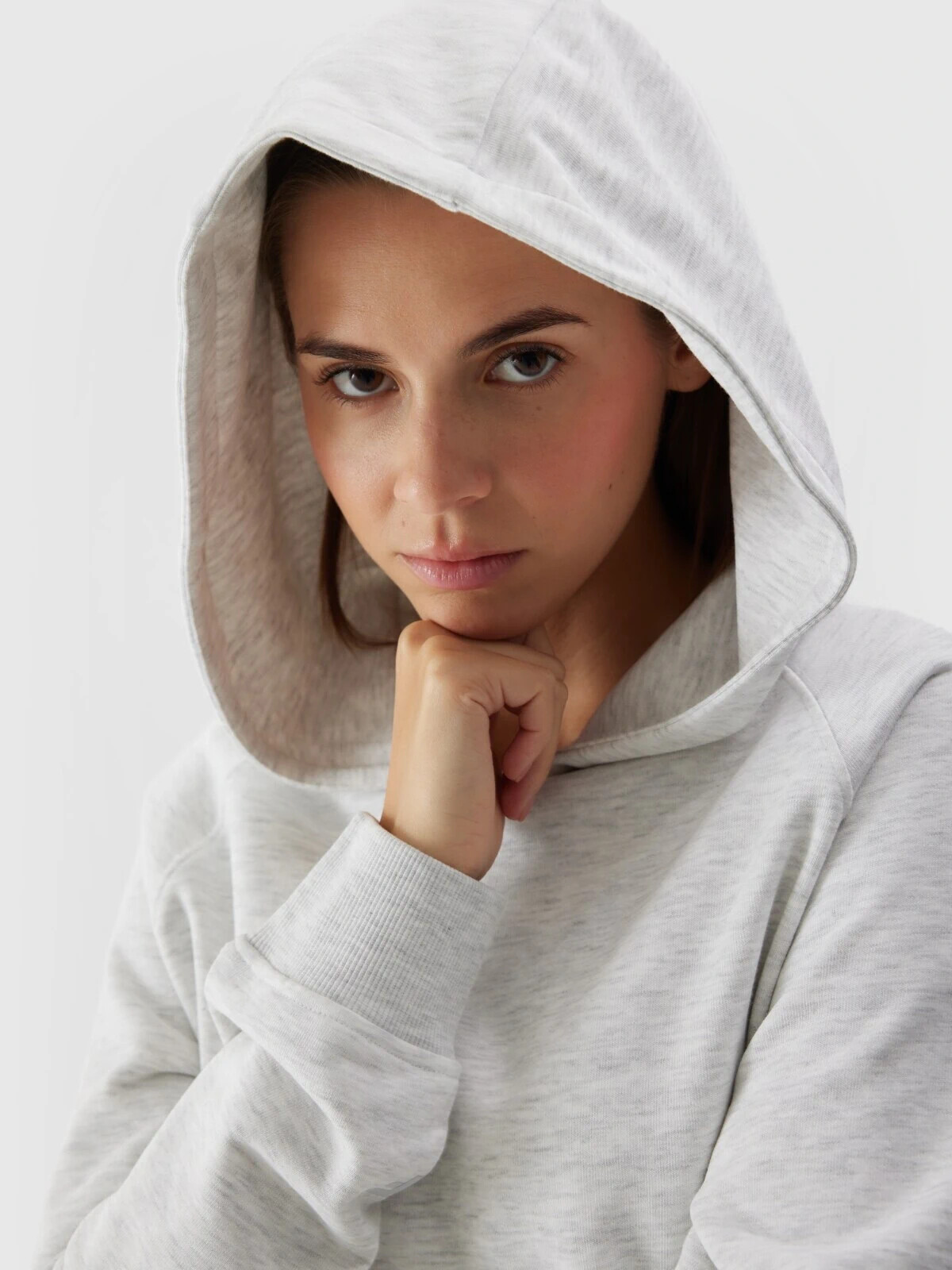 Women's sweatshirt without fastening and hooded 4F - grey