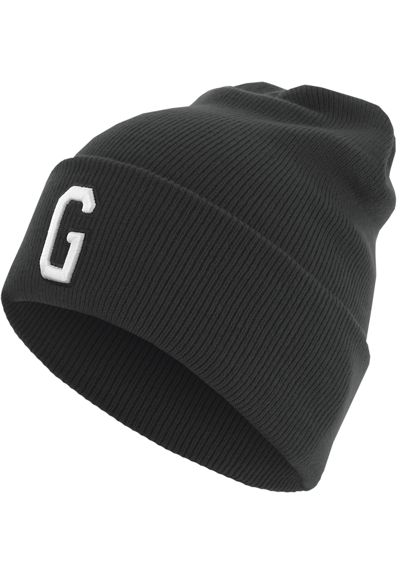 Knitted Hat With Letter Cuff G