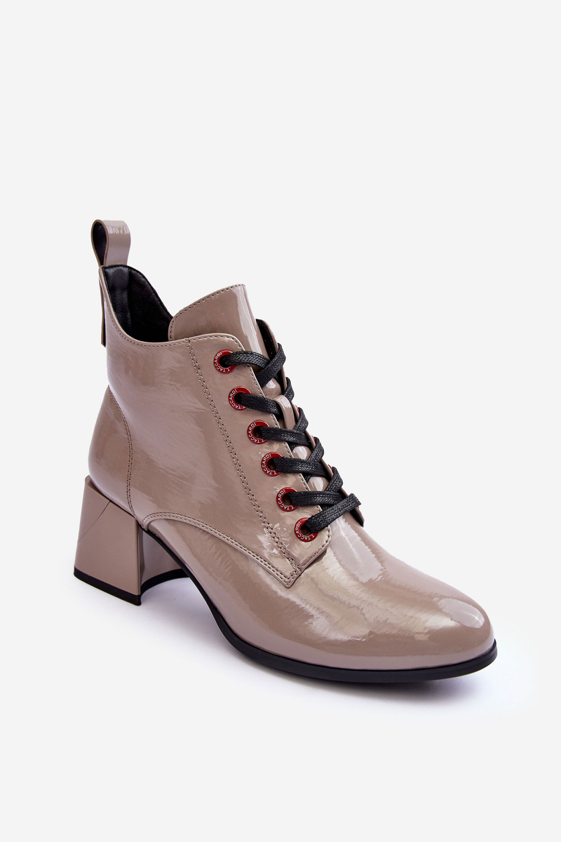 Low patent leather ankle boots S.Barski Dark beige