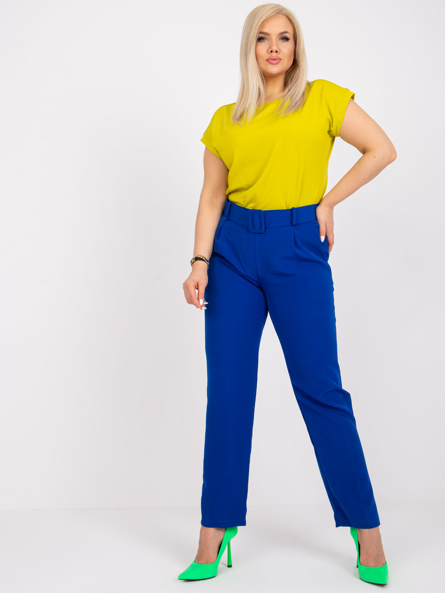Tricou verde deschis plus dimensiune din bumbac