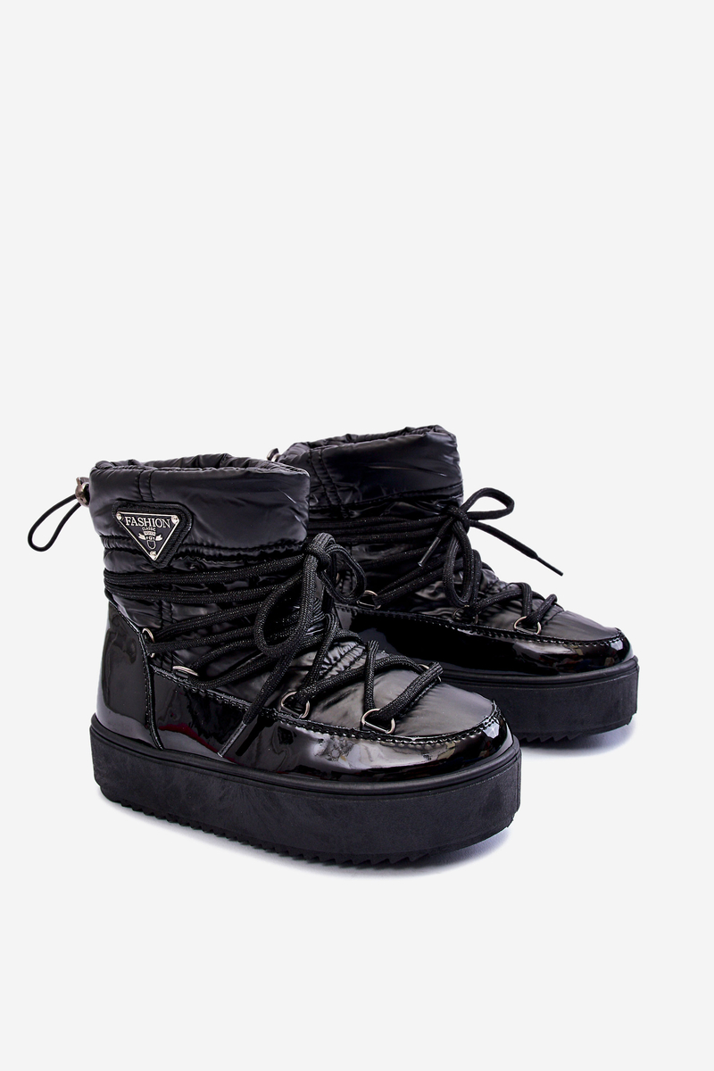 Warm Lace-up Snow Boots Black Colin