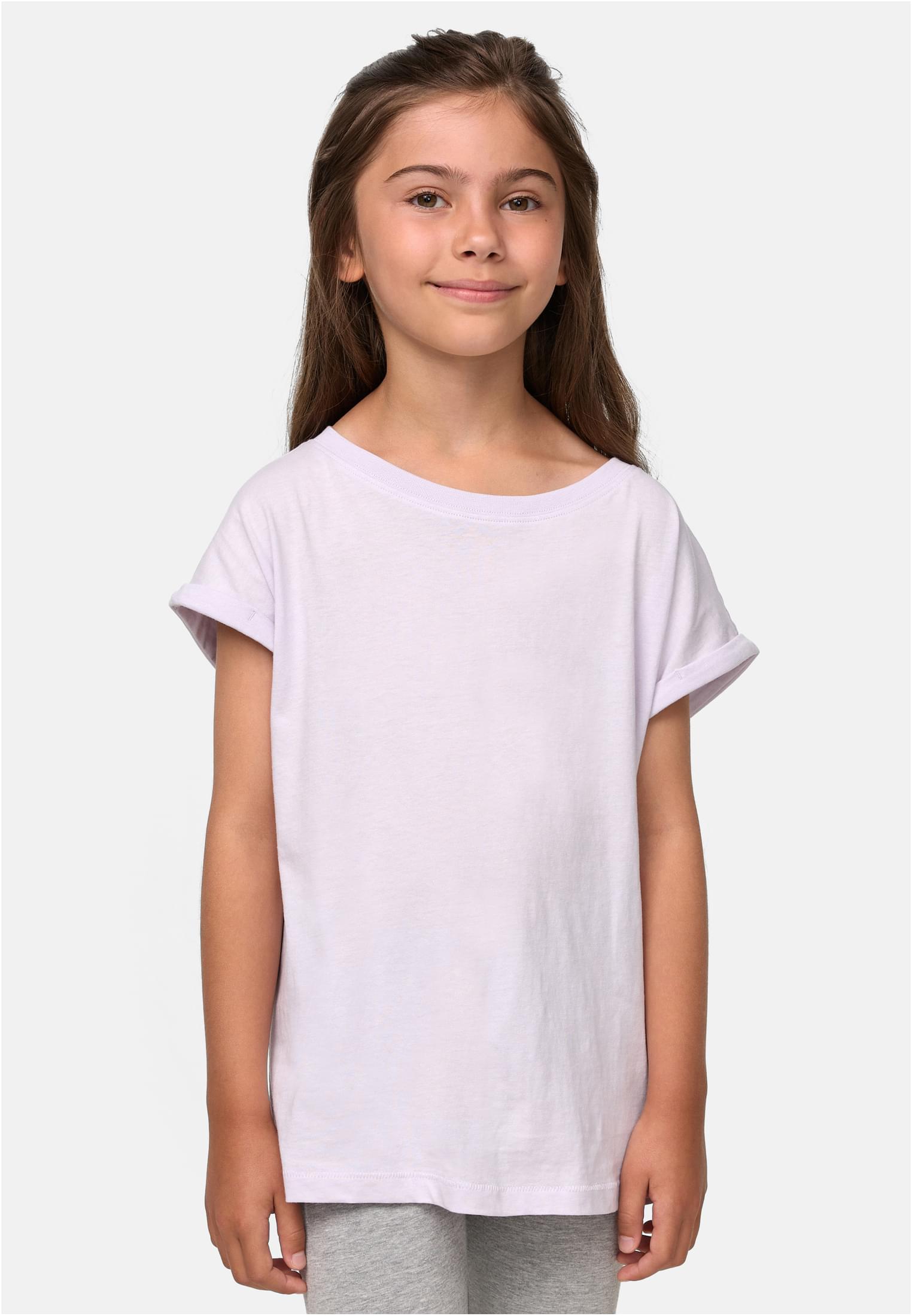 Girls' Organic Soft Lilac T-shirt With Extended Shoulder