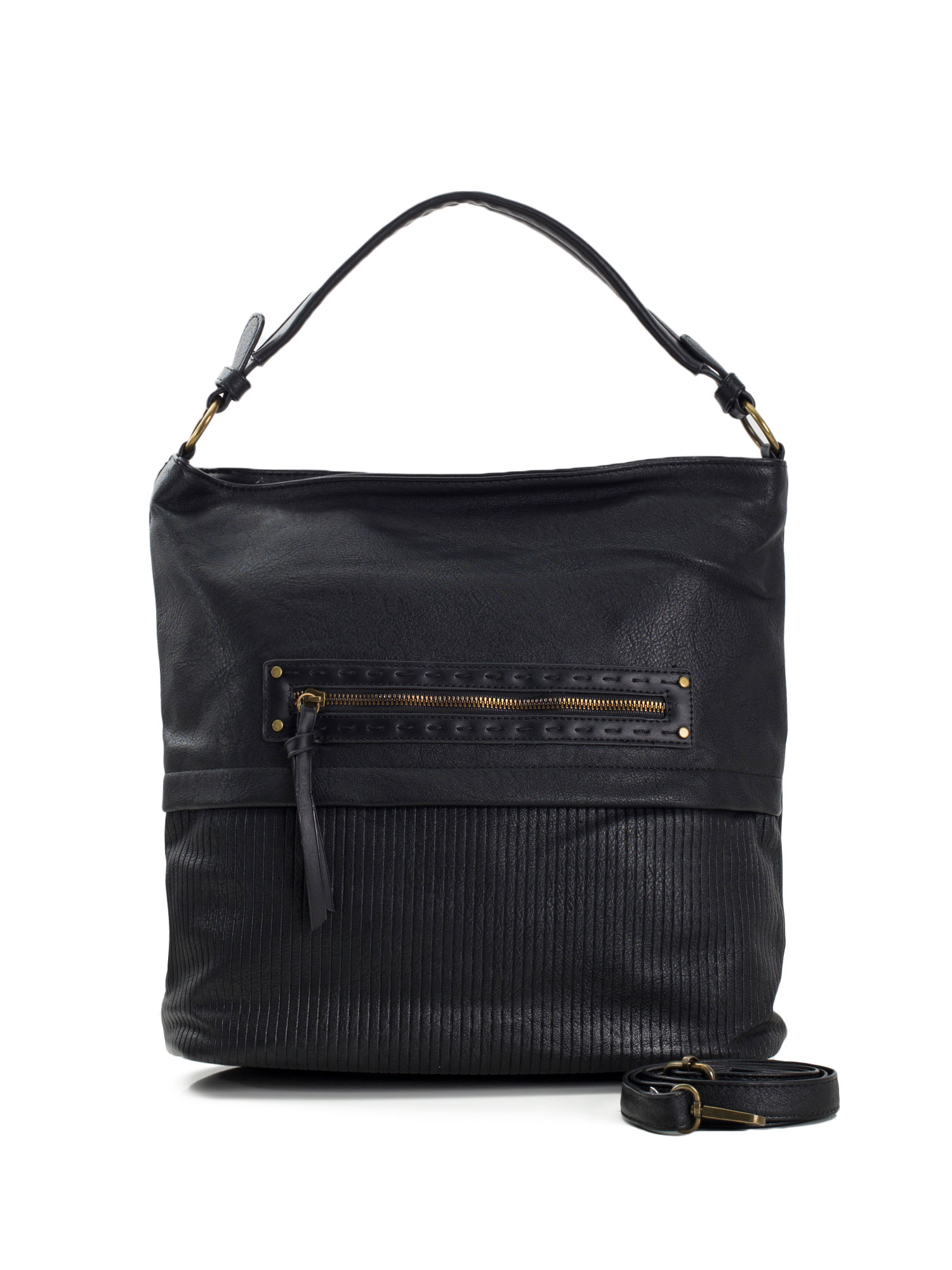 Black women's handbag with detachable strap