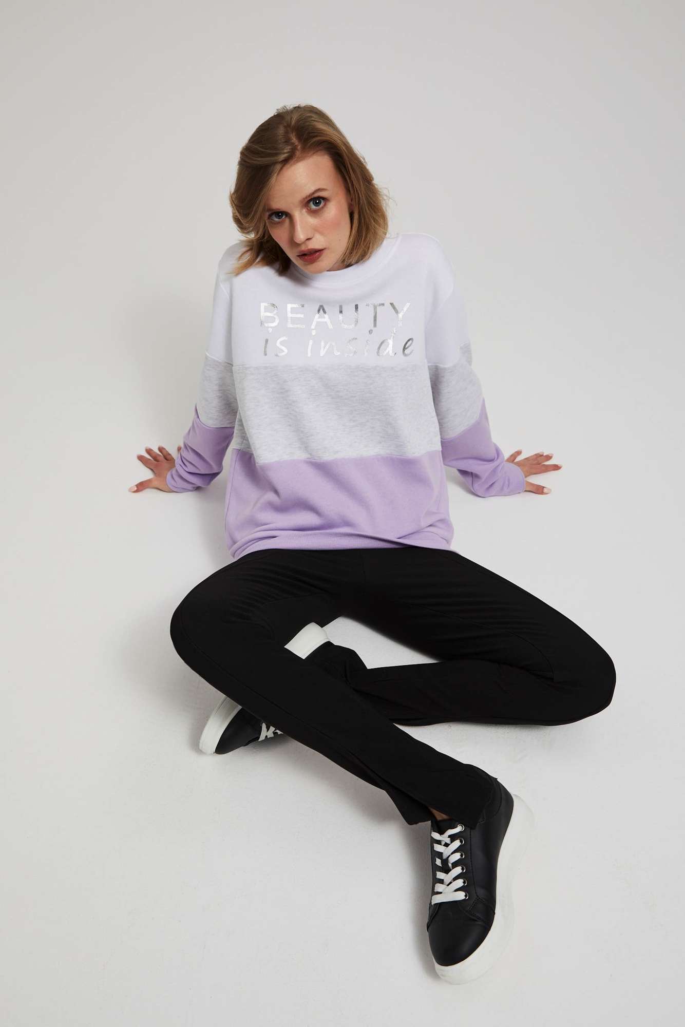 Marisse Lavender Printed Sweatshirt