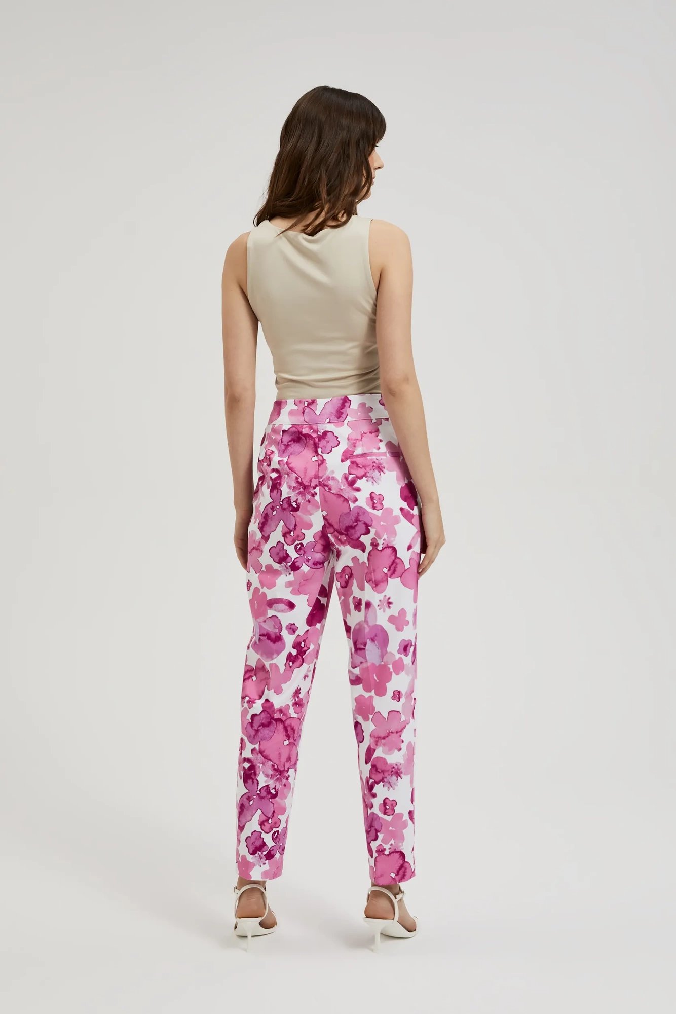 Women's patterned trousers MOODO - pink