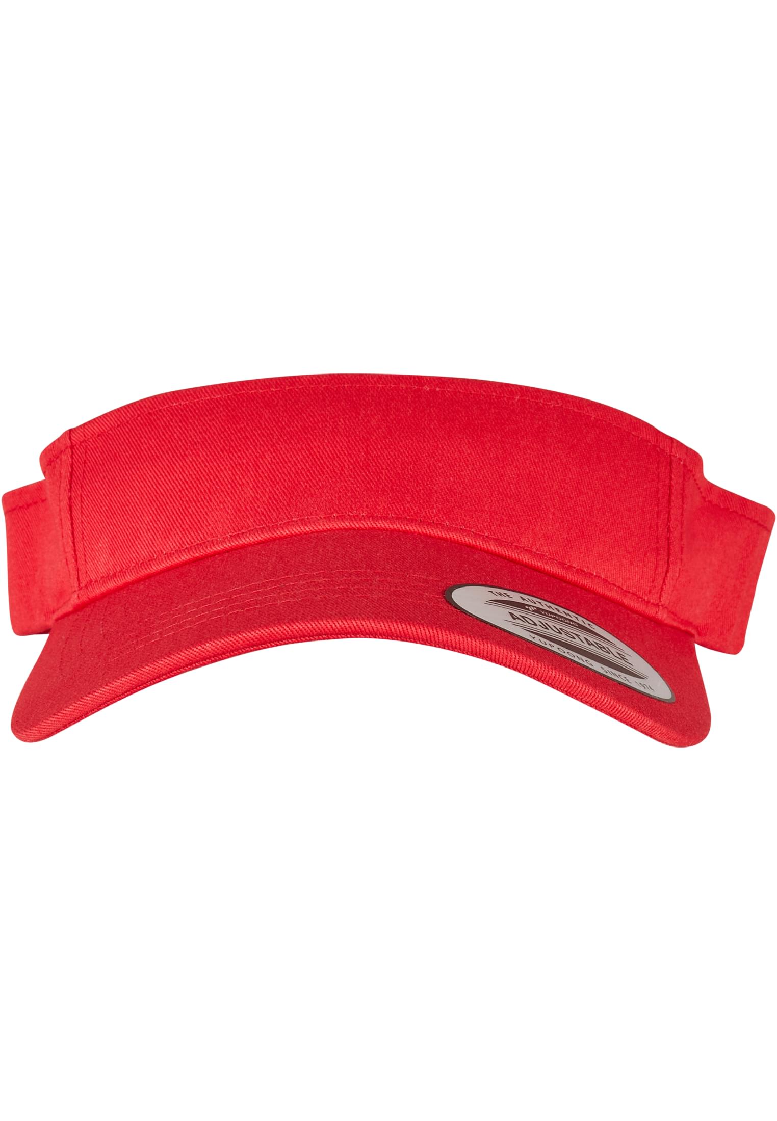 Curved red visor cap