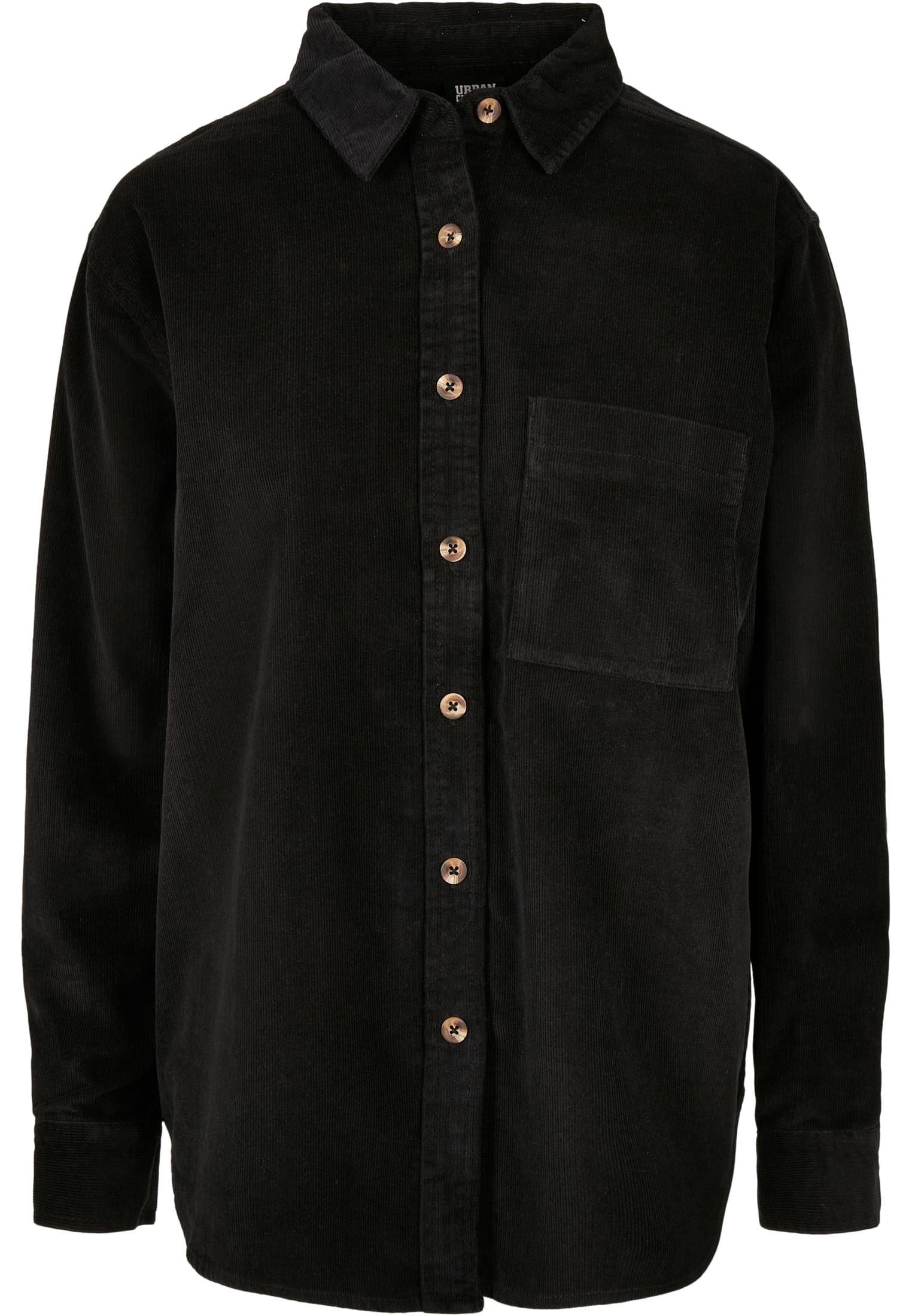 Doamnelor Corduroy Oversized Shirt Negru