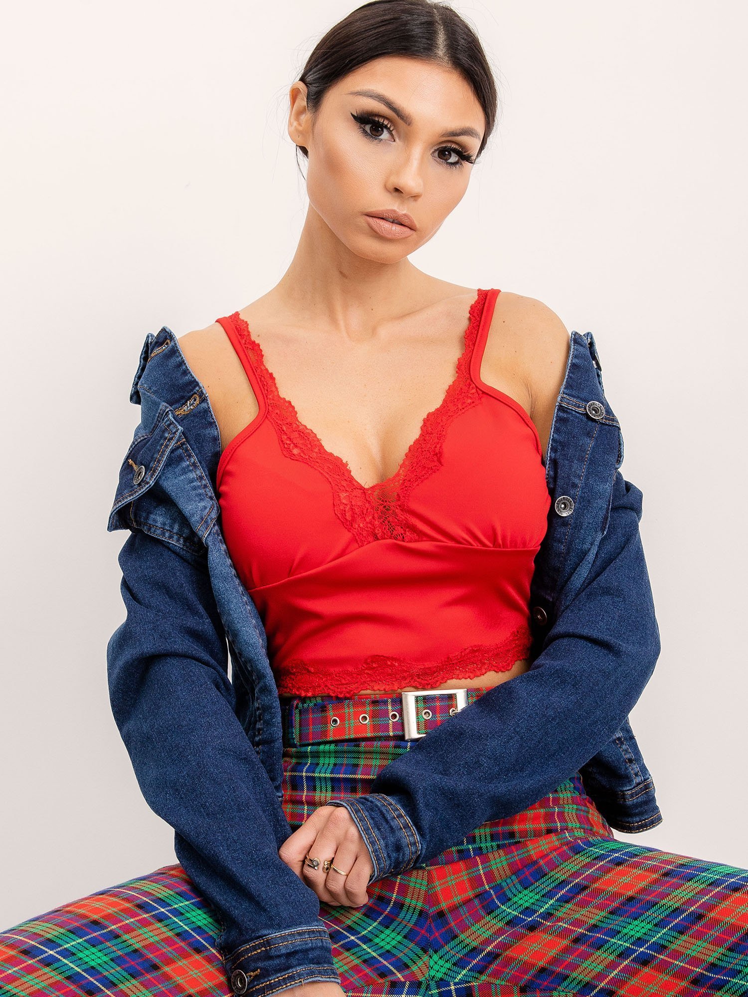 BSL red lace blouse