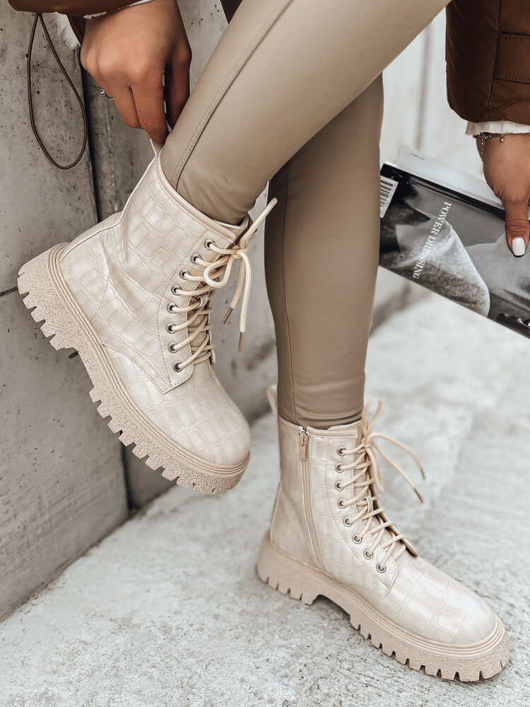 Botki damskie TENTIS beżowe Dstreet