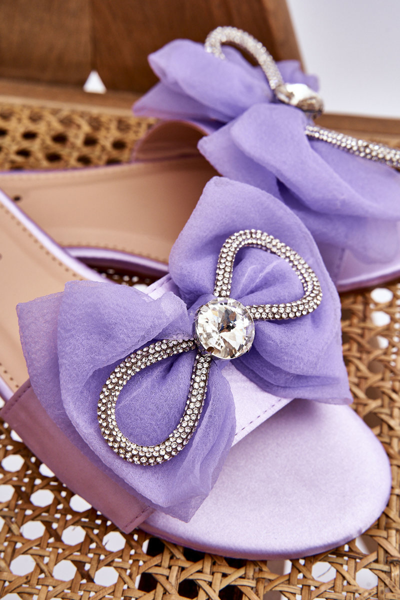 Lady's slippers with bow and rhinestones purple Jolene