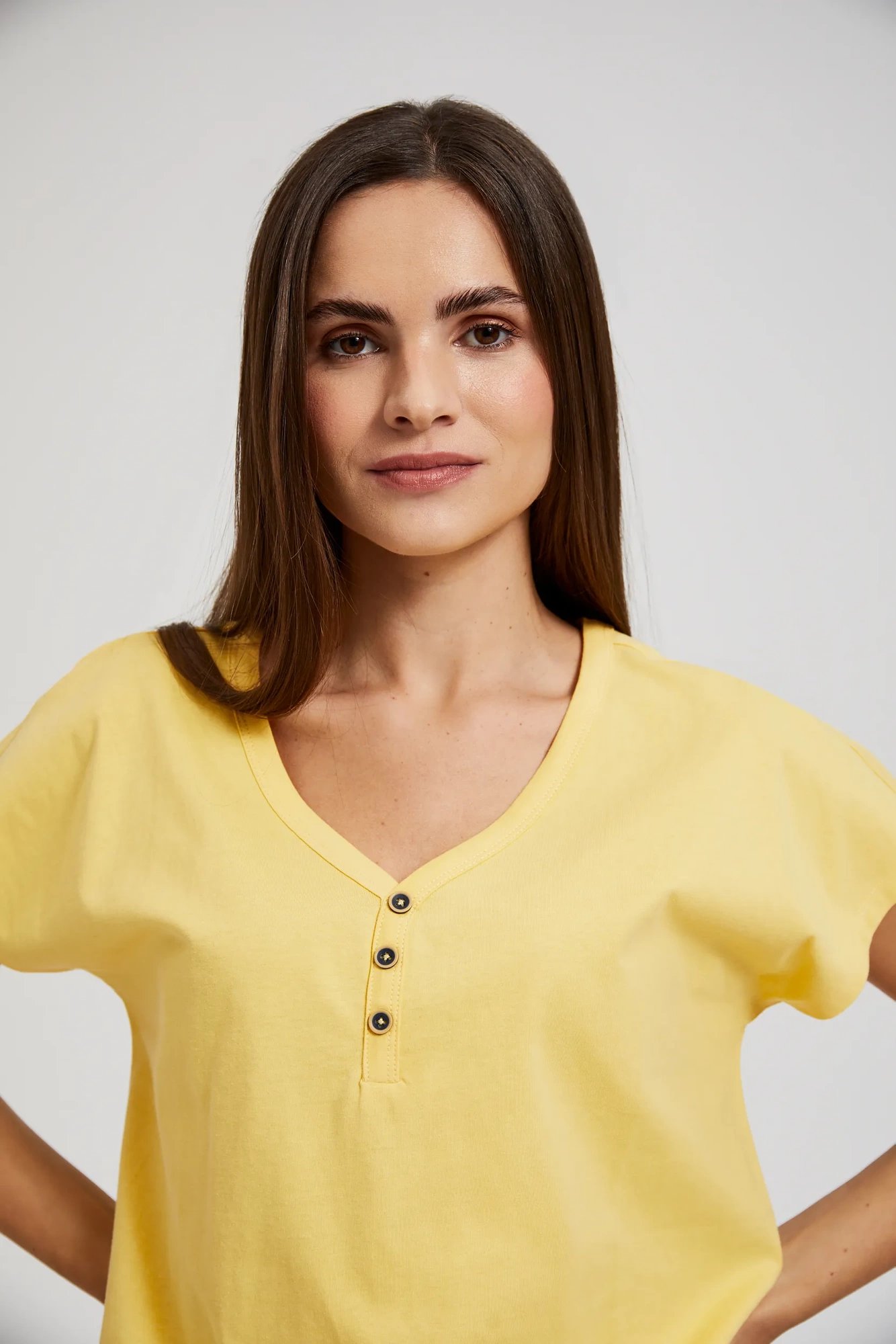 Women's blouse with buttons MOODO - yellow