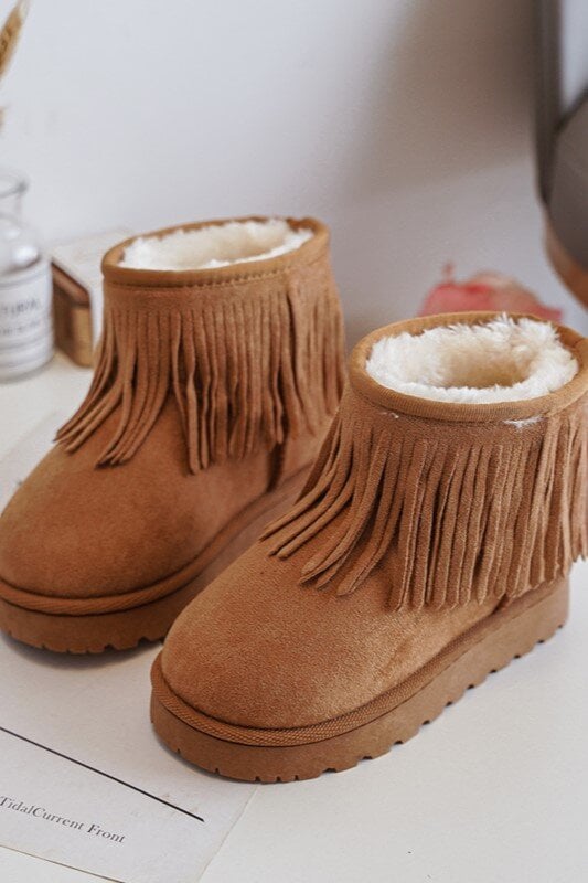 Insulated Children's Snow Boots With Decorative Camel Nimia Fringes