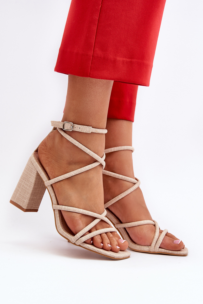 Beige Herfiana high-heeled sandals with straps