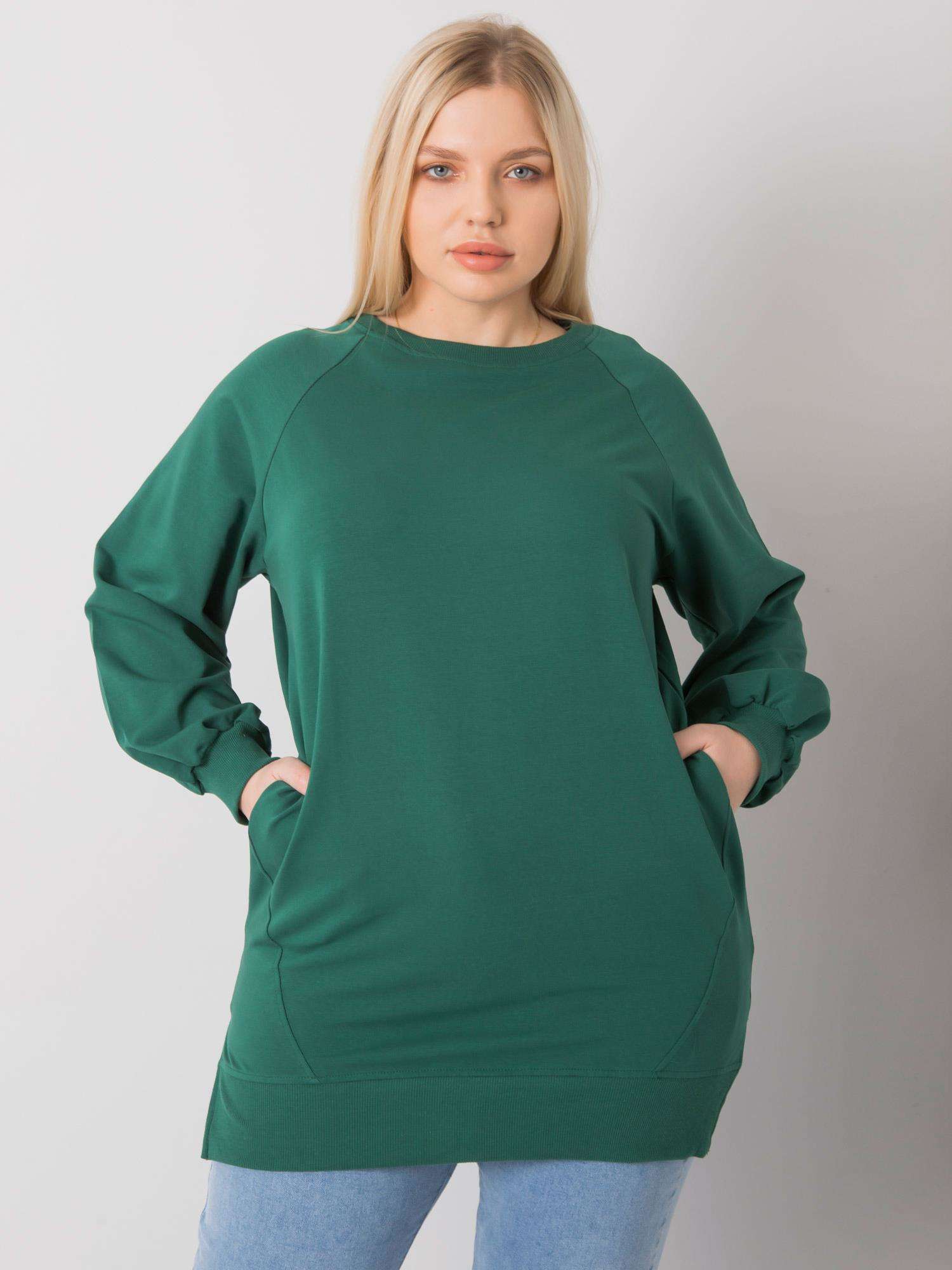 Dark Green Cotton Sweatshirt For Women Plus Sizes