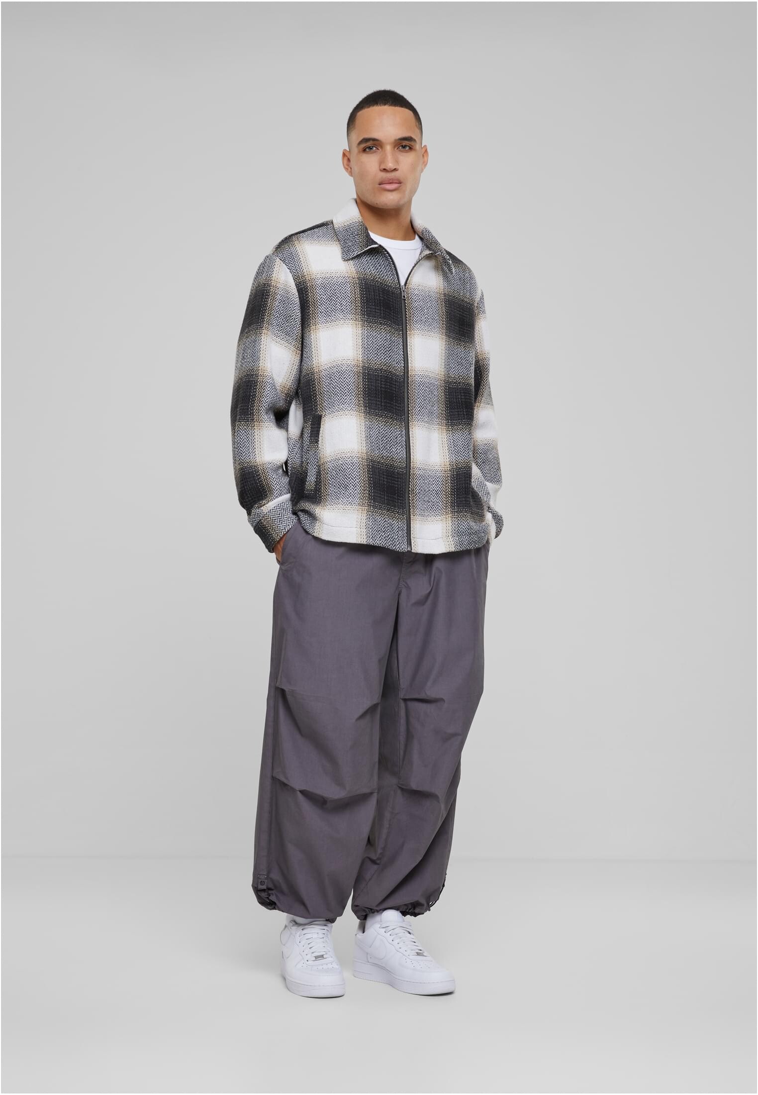 Men's zip shirt jacket beige/black