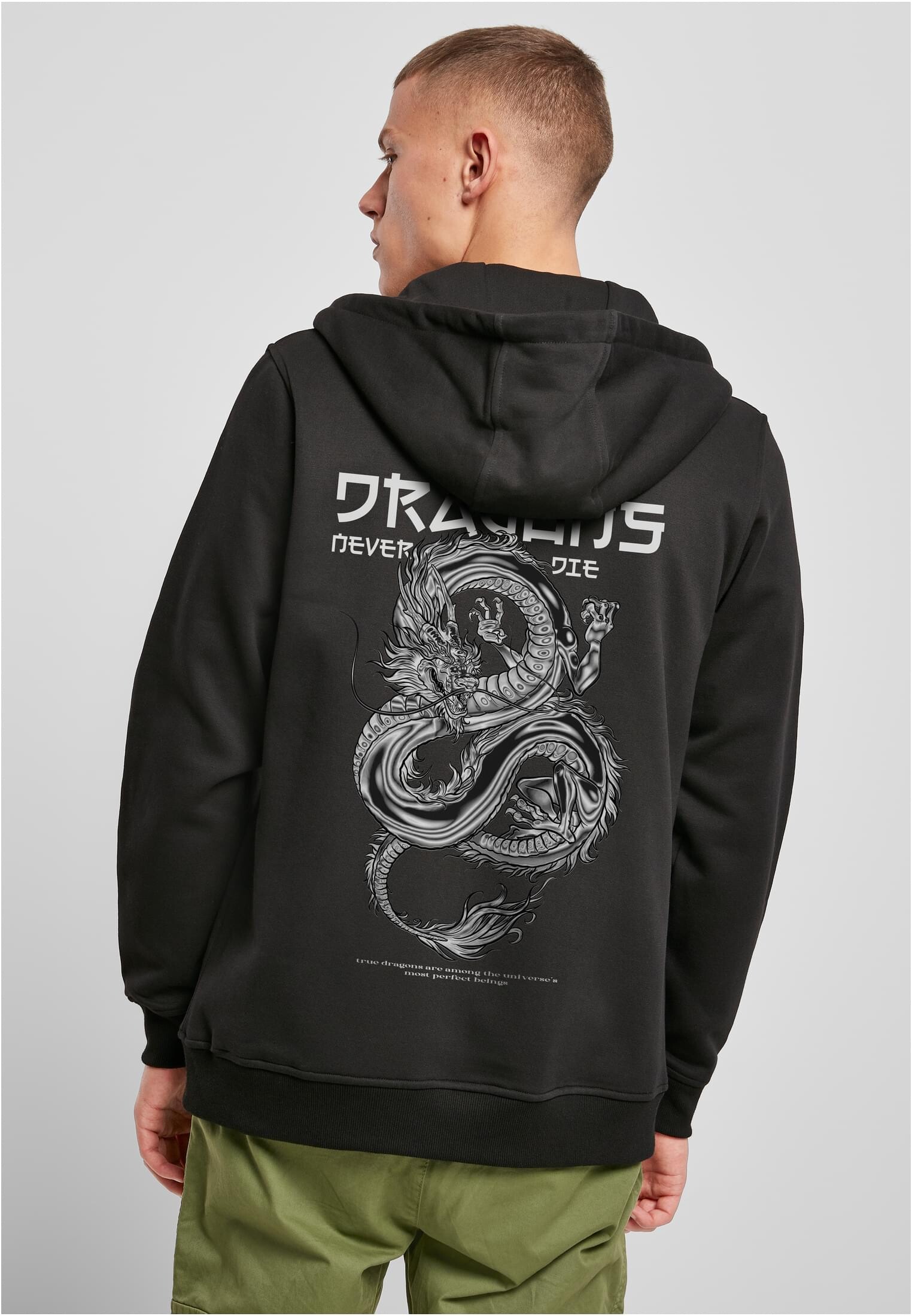 Men&#039;s sweatshirt Dragons Never Die Heavy Zip Hoody black