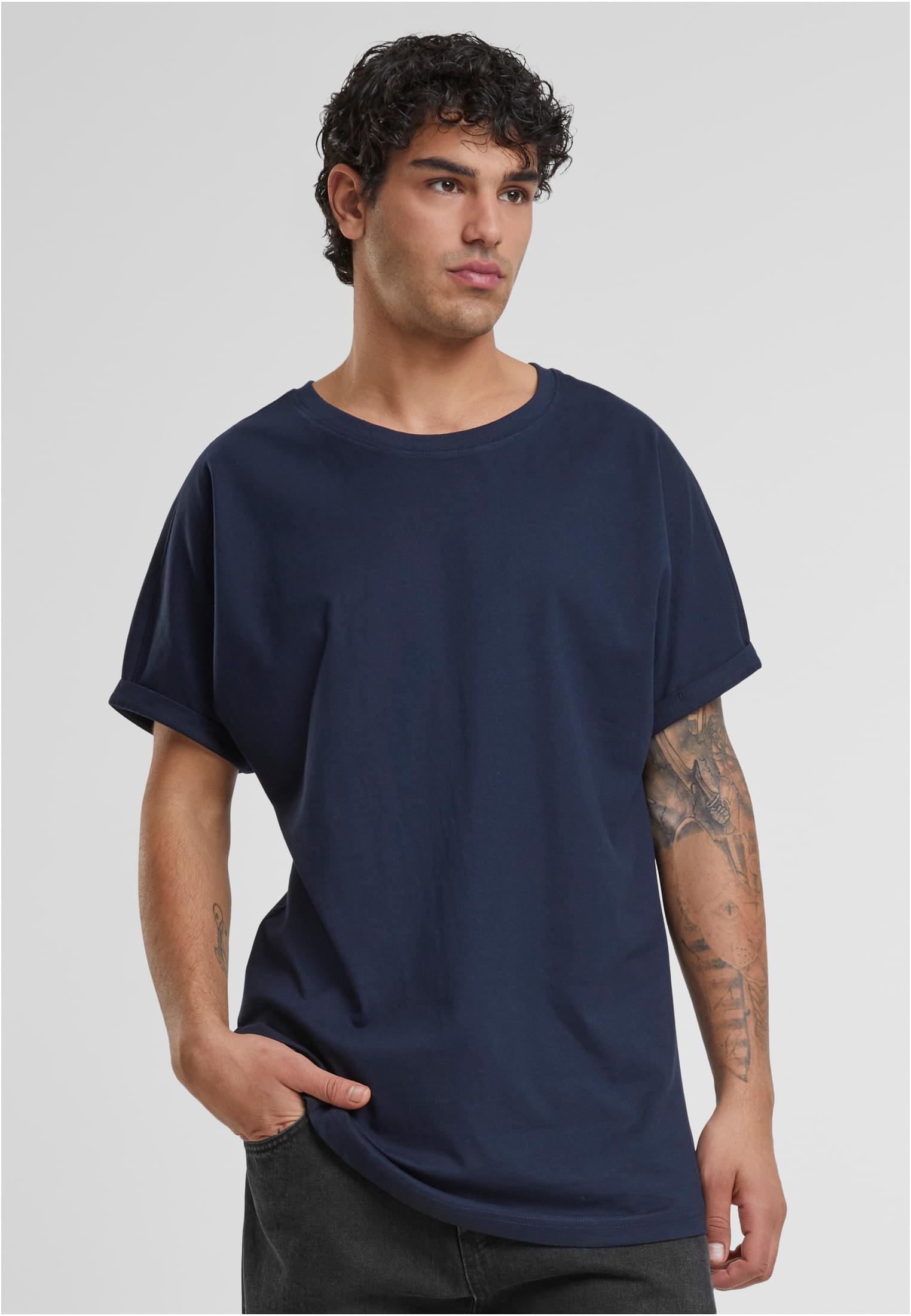 Men's Long Shaped Turnup T-Shirt - Blue