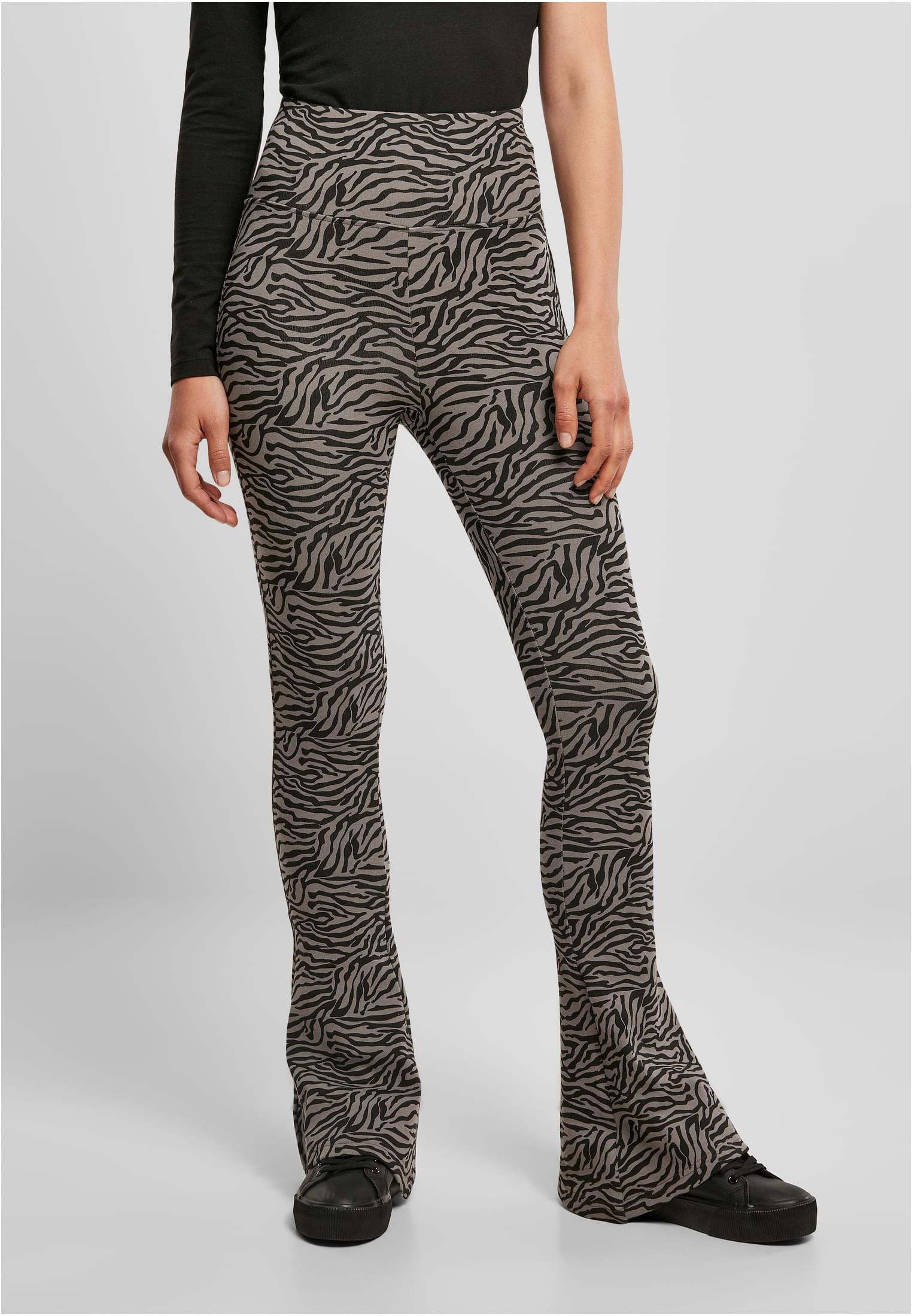 Women's Zebra Boot High Waist Leggings - Asphalt/Black