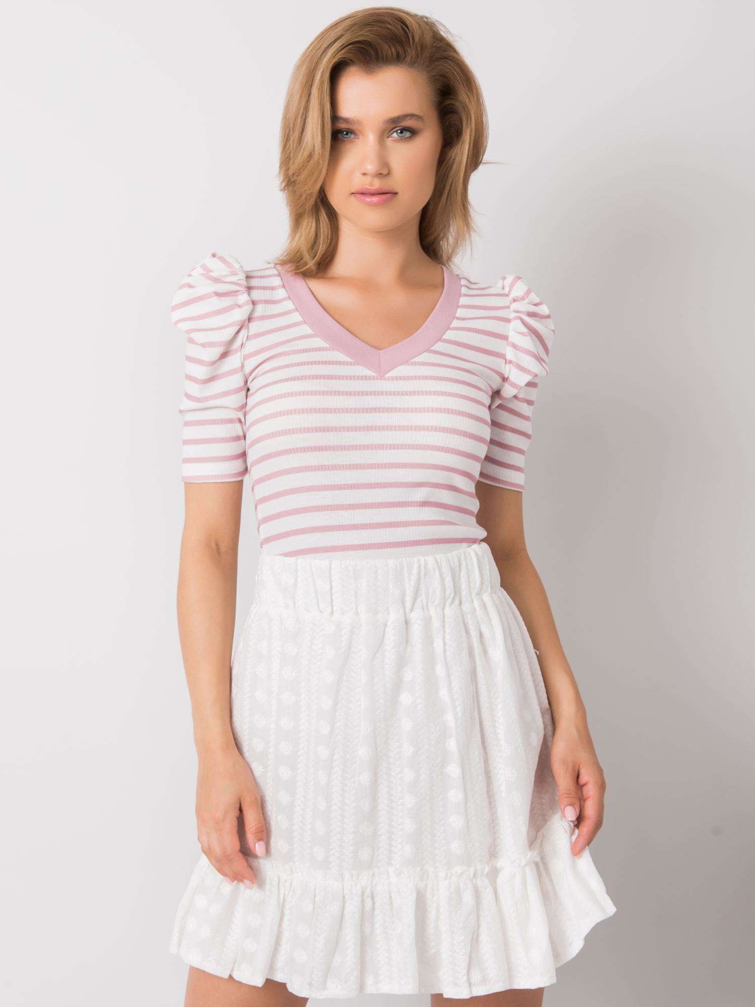 Lady's White-pink Striped Blouse