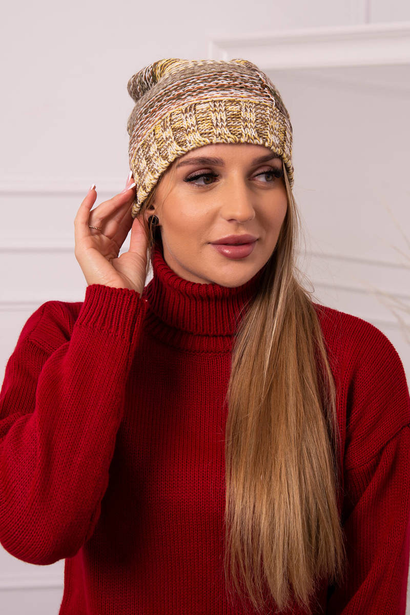 Cap with fleece Monika K256 brown+yellow