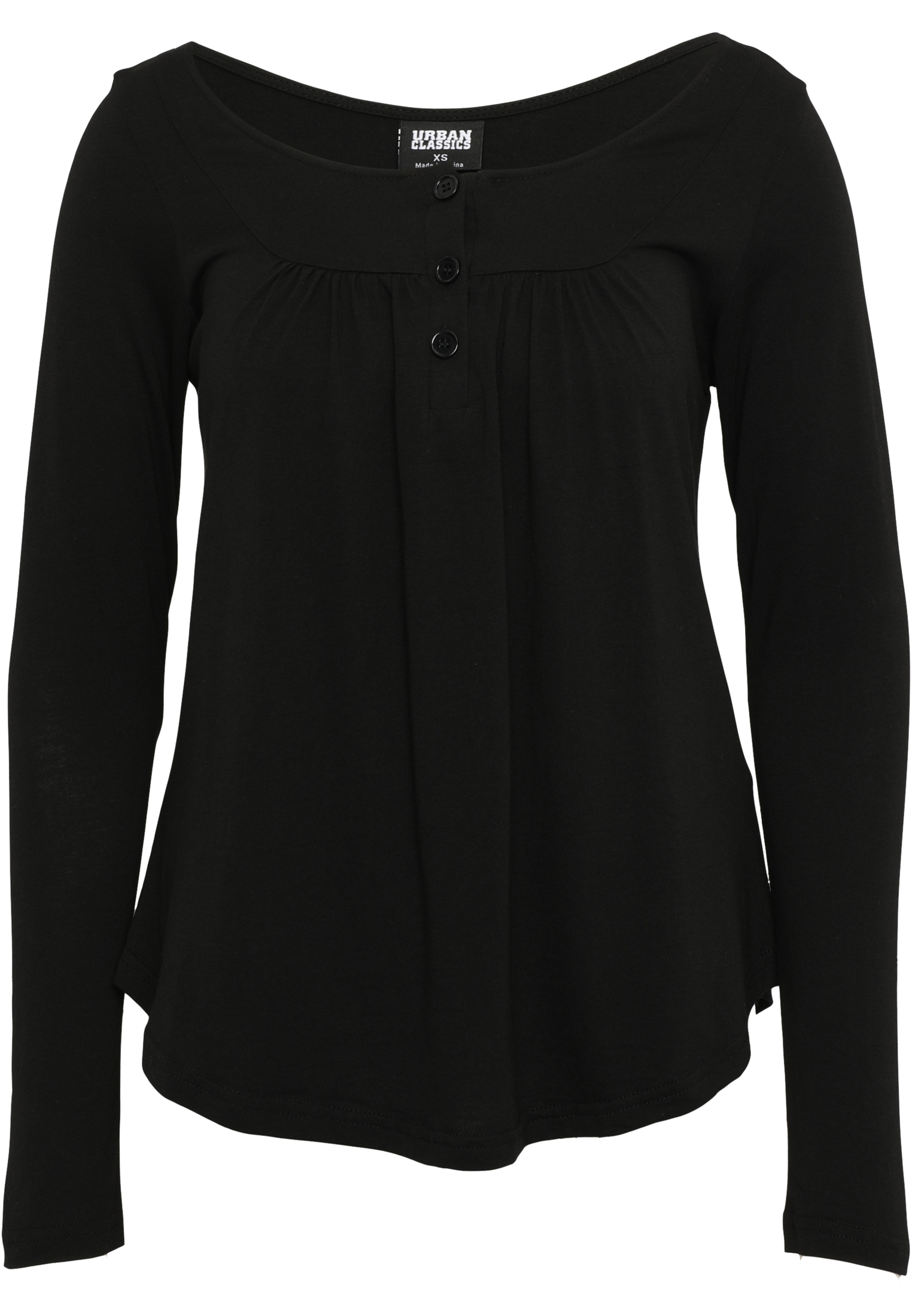 Women&#039;s Black Viscose Long Sleeve Button