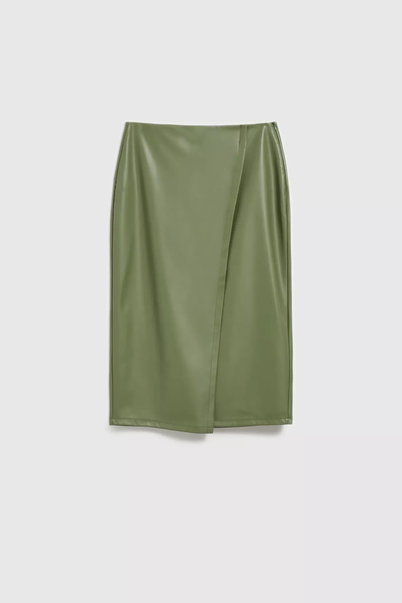 Waxed midi skirt