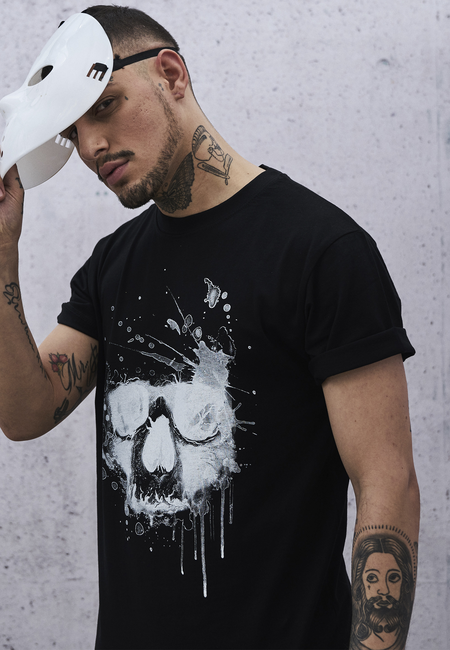 Water Color Skull Tee Black