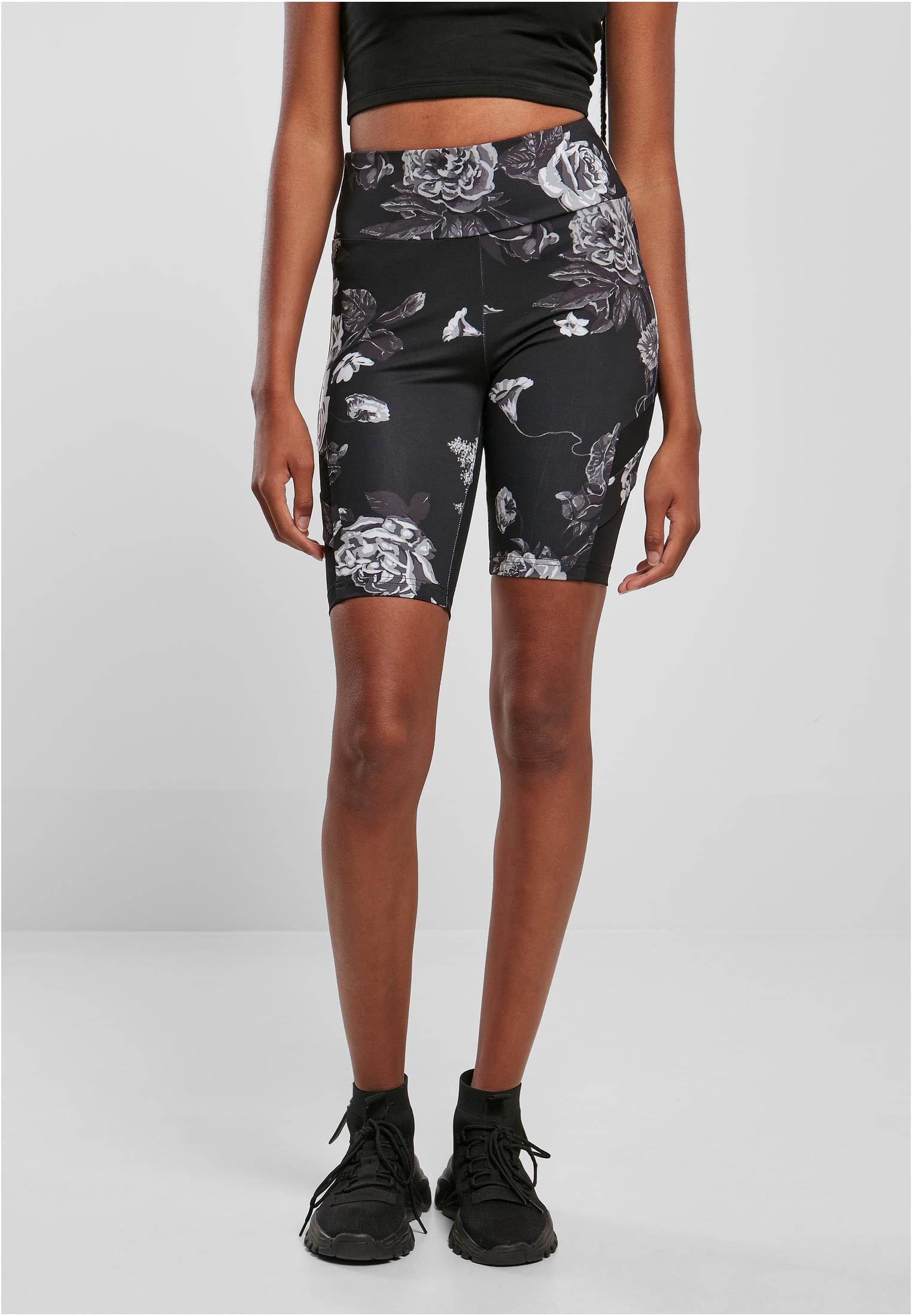 Women's High Waist Tech Mesh AOP Cycle Shorts Darkflower