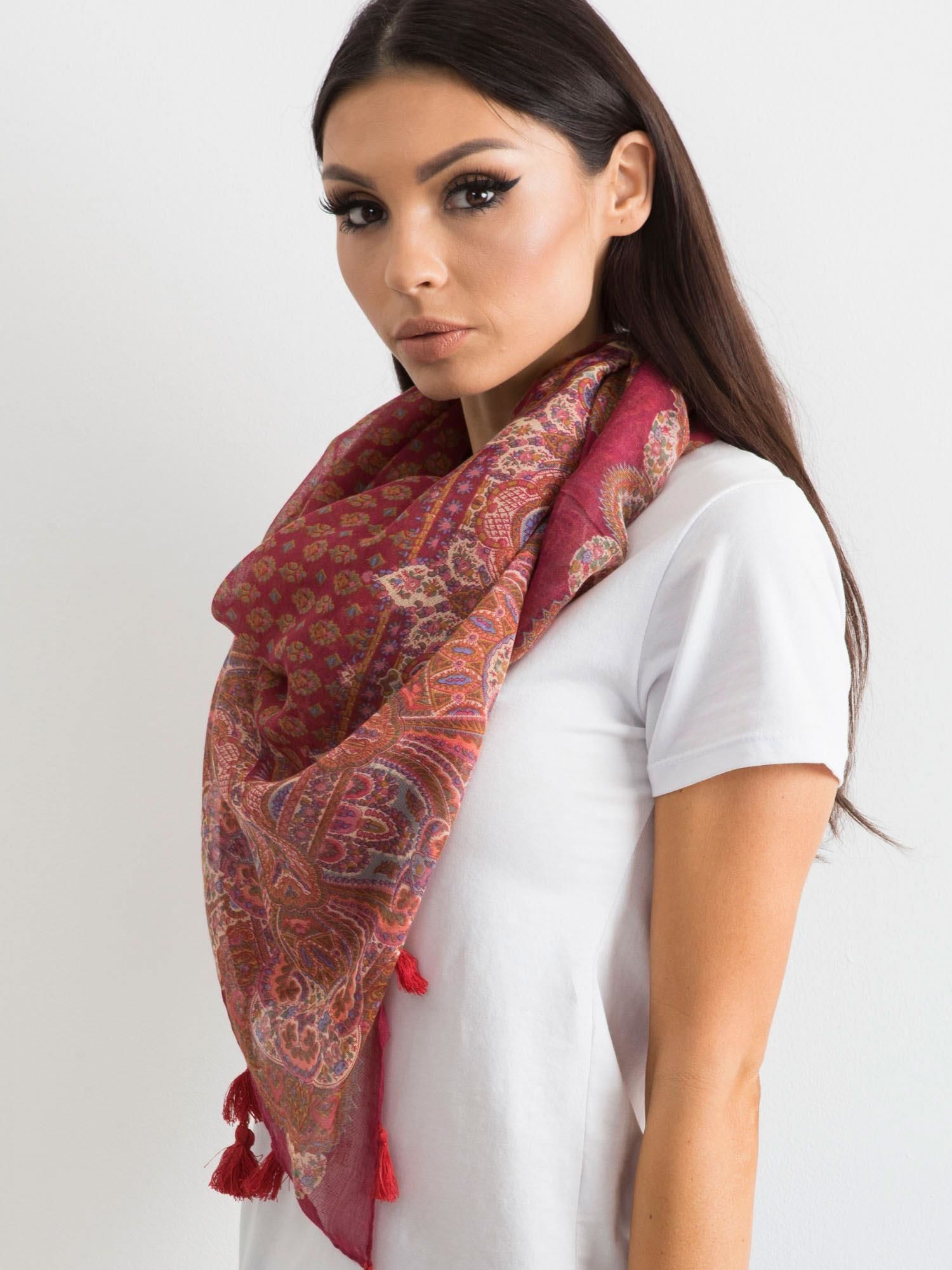 Șal cu franjuri Fashionhunters i523_AT-CH-ENEC-72.31Pbordowy