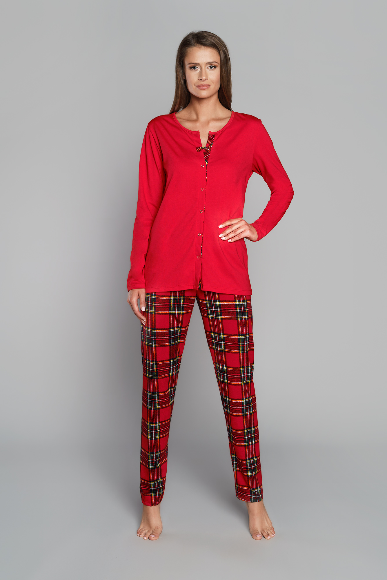 Zorza Women's Pyjamas - Long Sleeves, Long Legs - Red/print