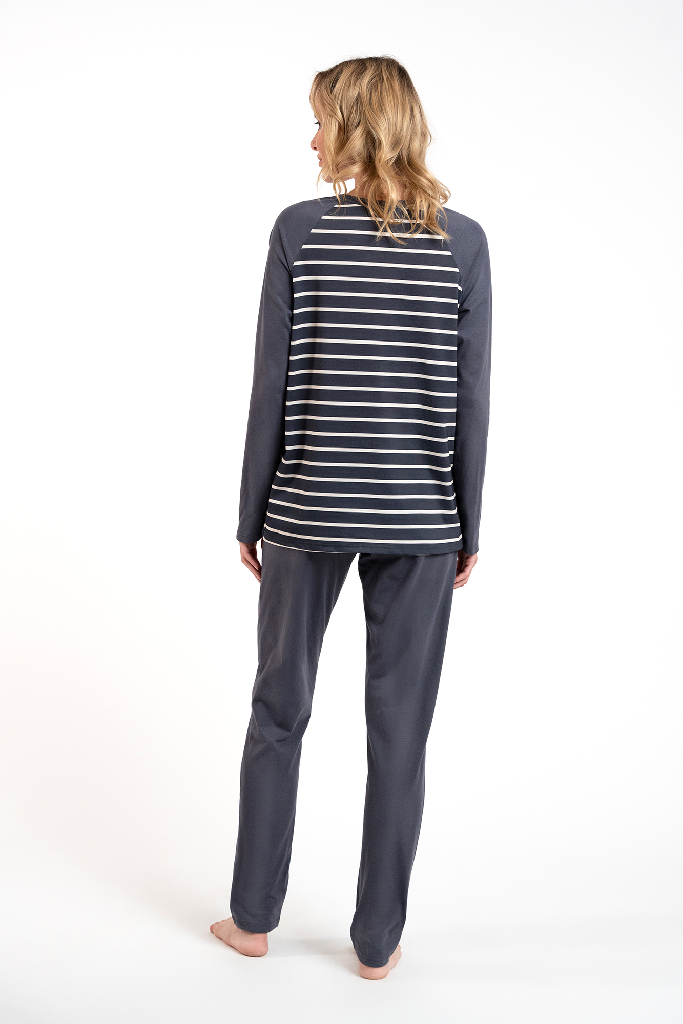 Women&#039;s pyjamas Oda long sleeves, long legs - graphite/graphite print