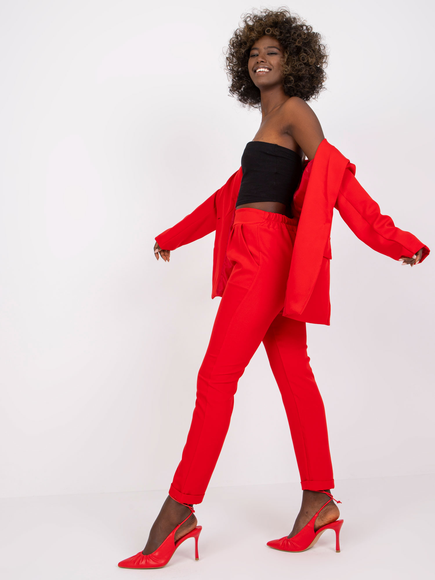 Pantaloni rosii clasici Hidalgo pentru femei