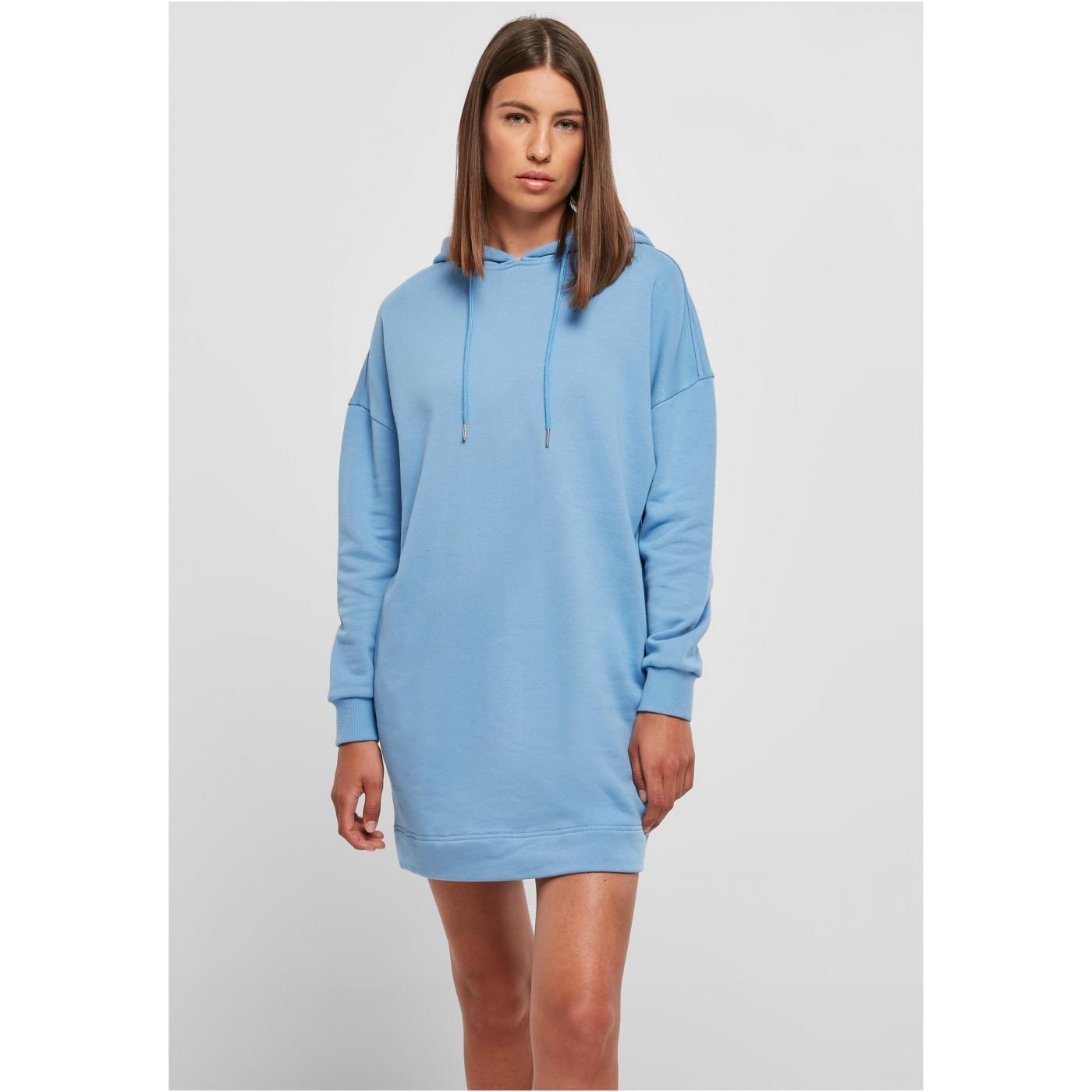 Levně Dámské organické oversized froté šaty s kapucí horizont blue