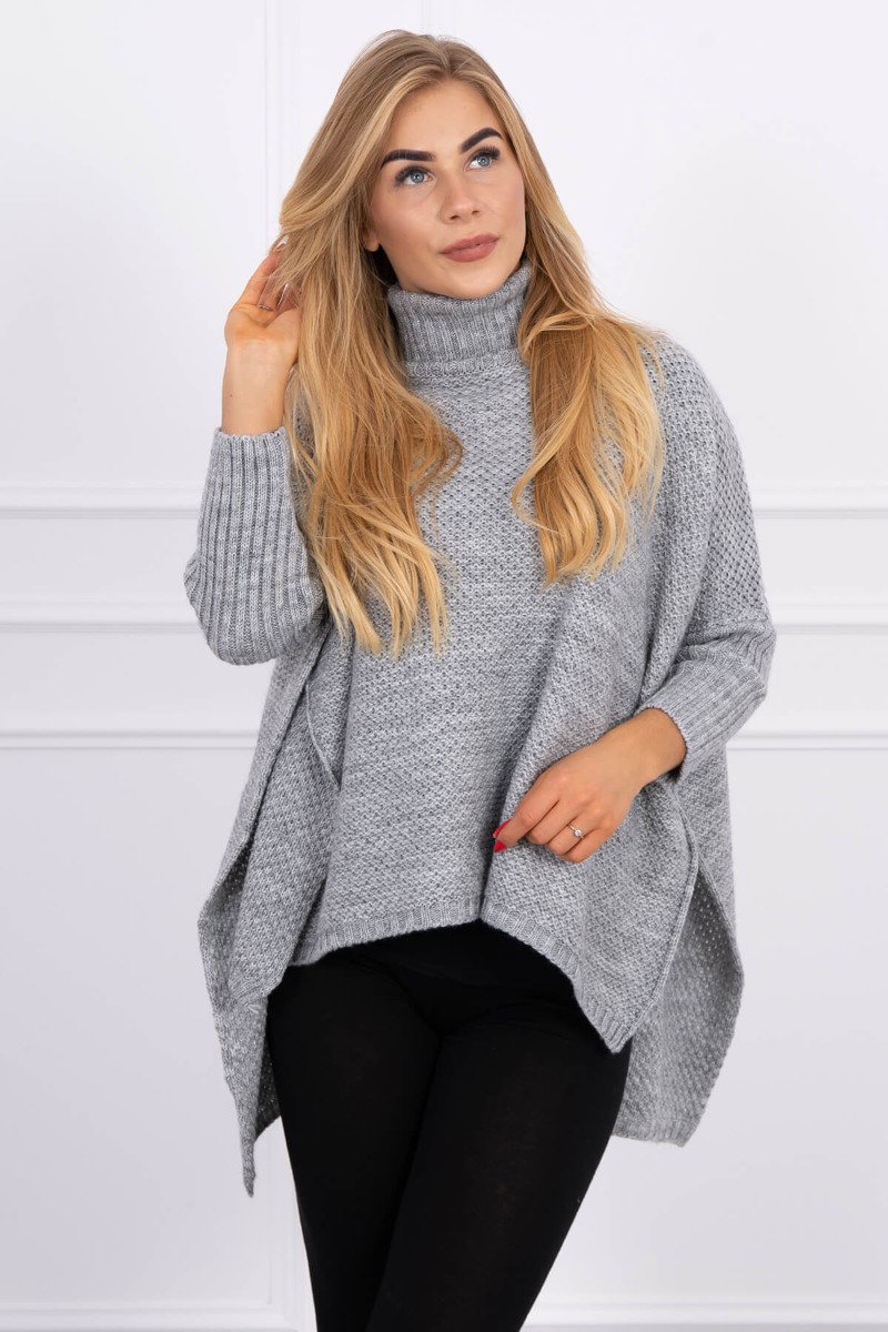 Turtleneck sweater and side slits grey