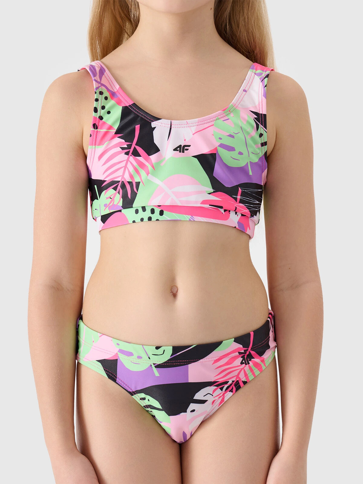 Girls' three-piece swimsuit 4F - multicolored