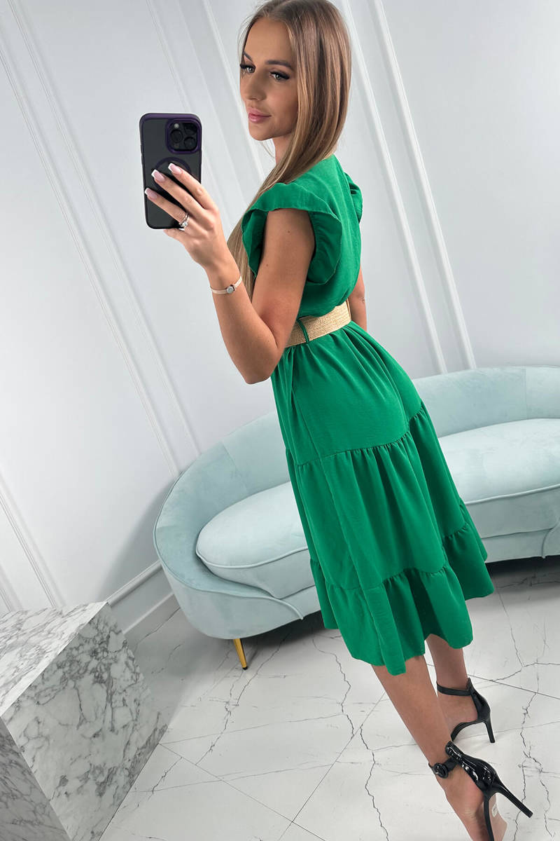 Dress with ruffles green