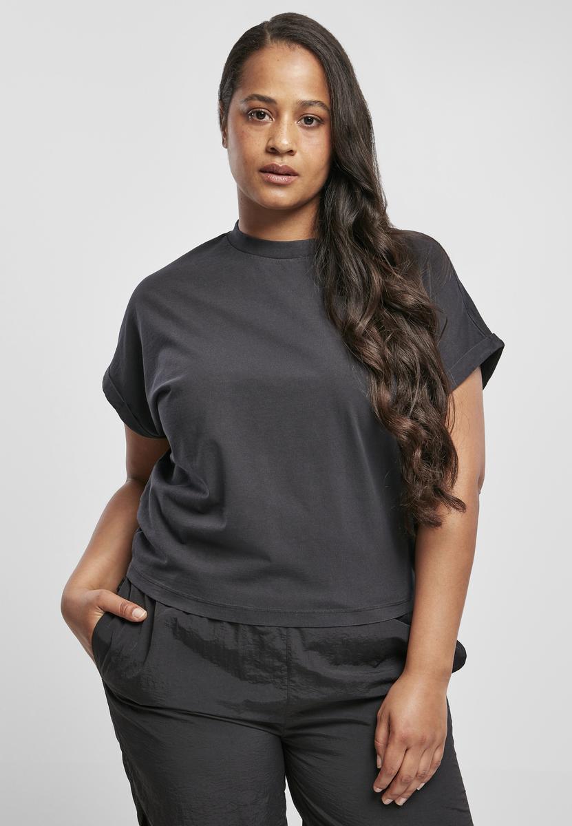 Women's T-shirt With A Short Pigment Cut On The Sleeve Black