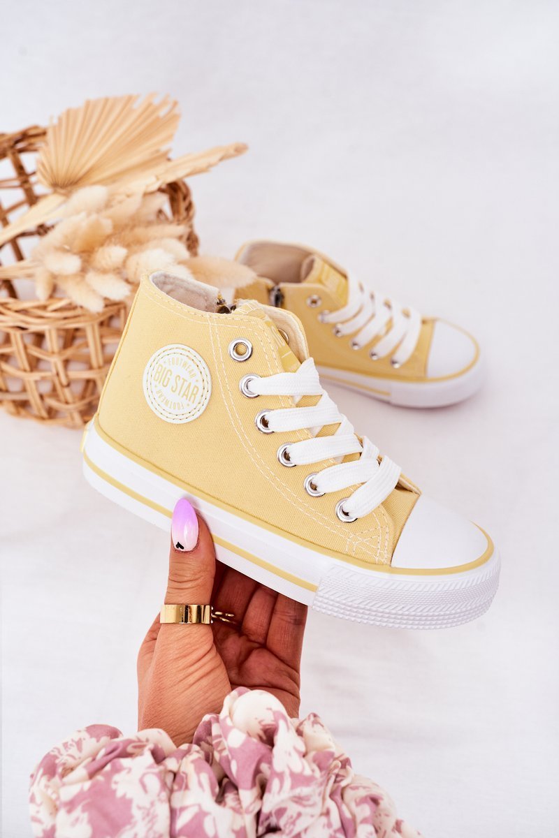 Children's High Sneakers With A Zipper BIG STAR HH374138 Yellow