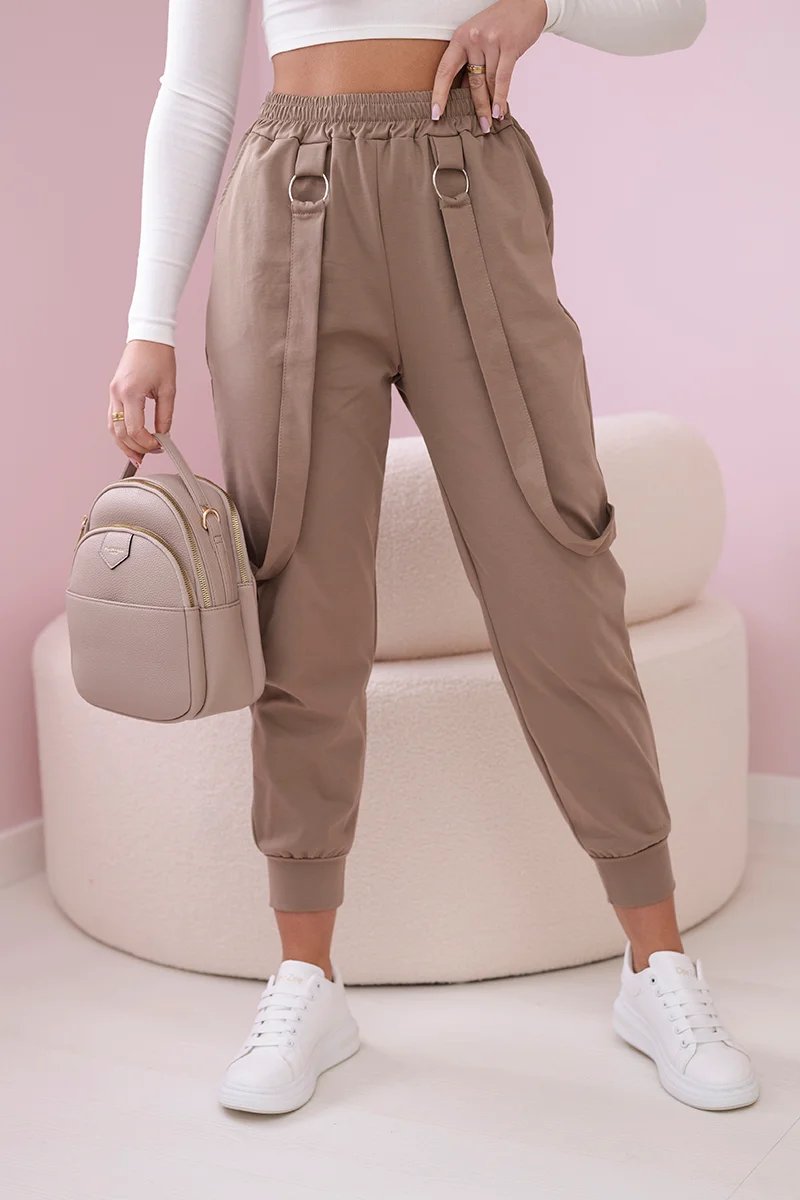 New punto trousers with decorative Camel straps