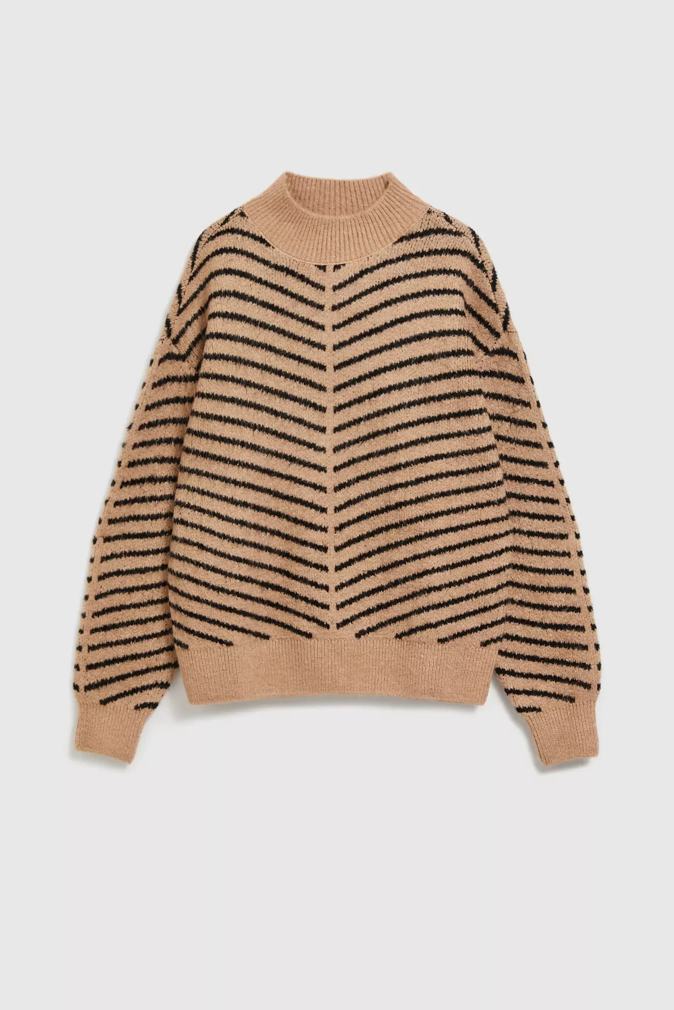 Marisse Beige And Black Striped Sweater